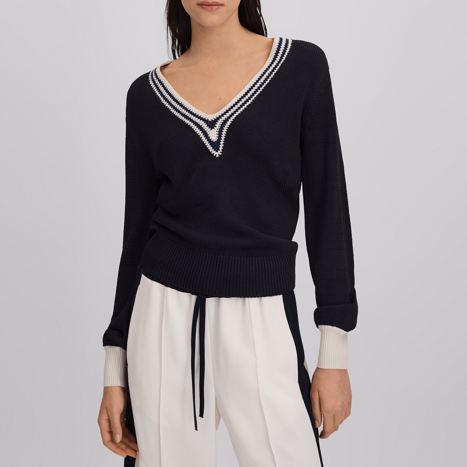 Tammy Striped Trim Sweater