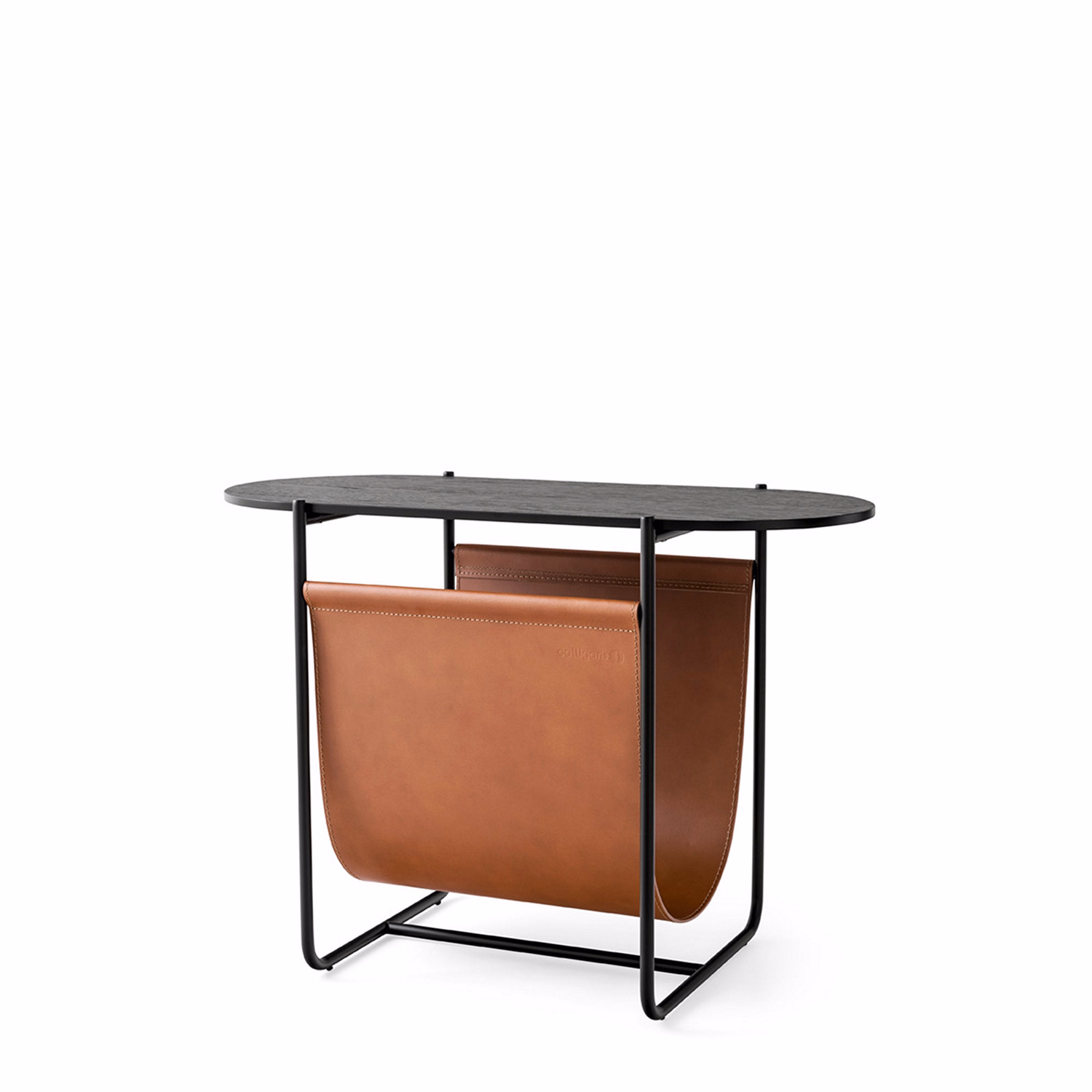 Magazine Coffee Table Matt Black & Cognac