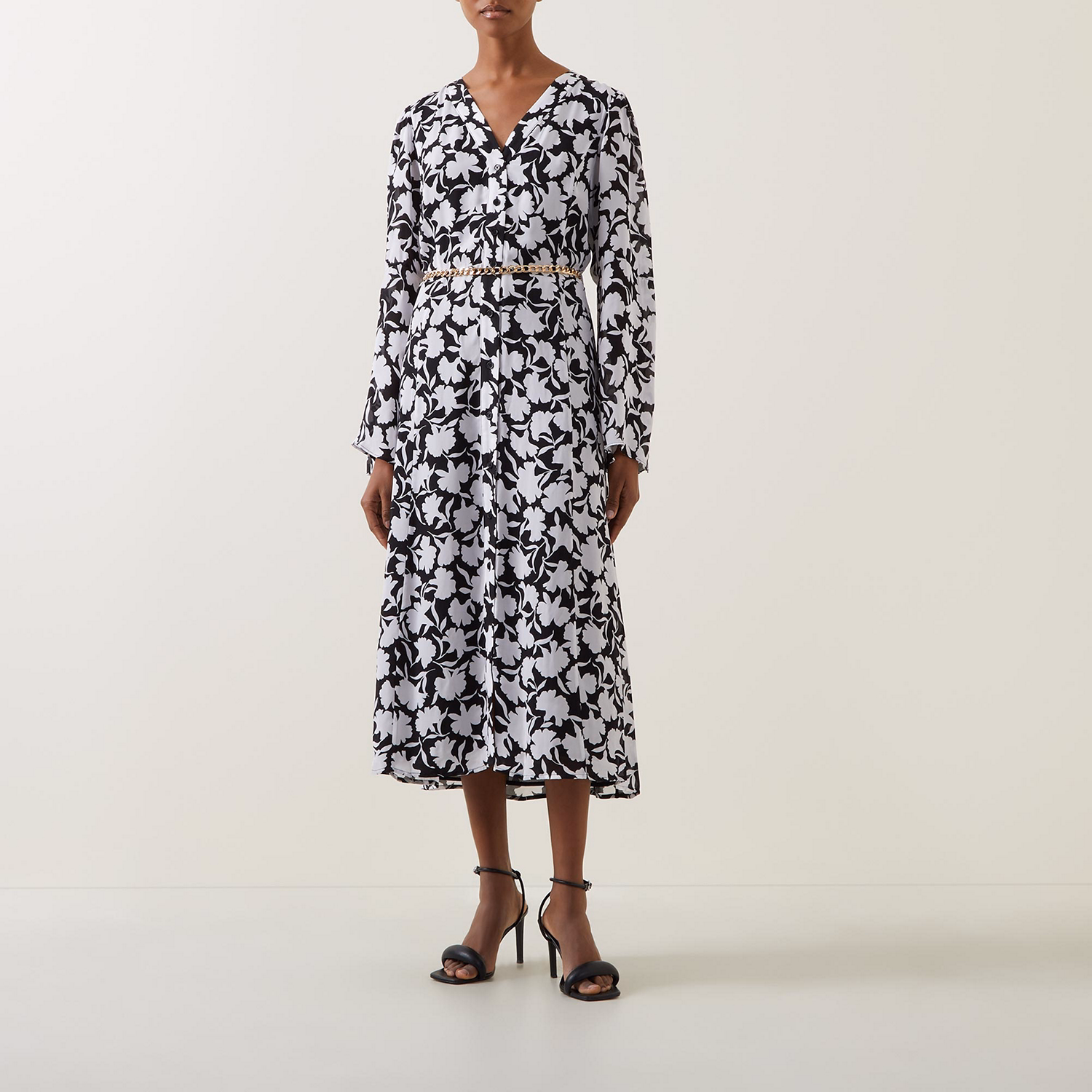 Two-Tone Flower Print Dress