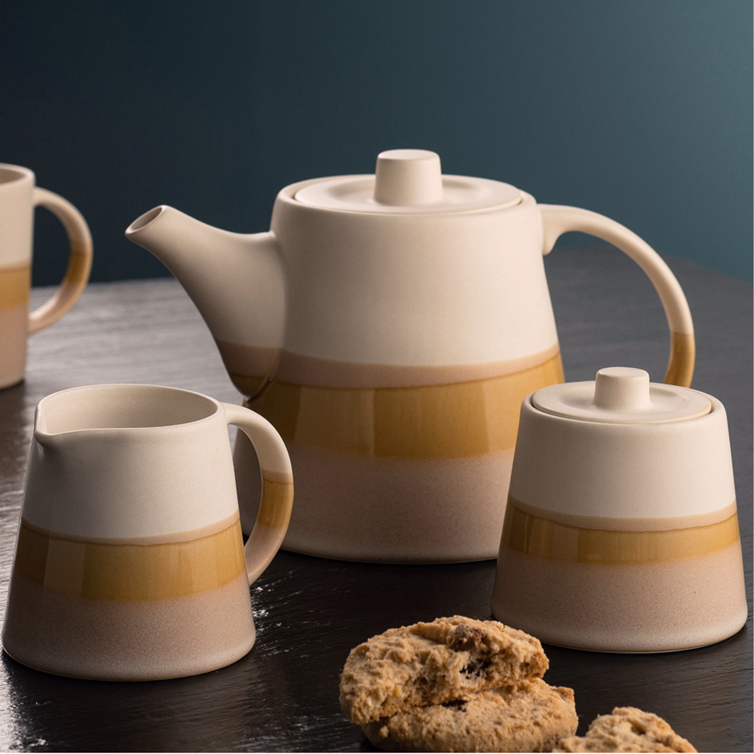 Saffron Three-Piece Teapot, Cream & Sugar Set