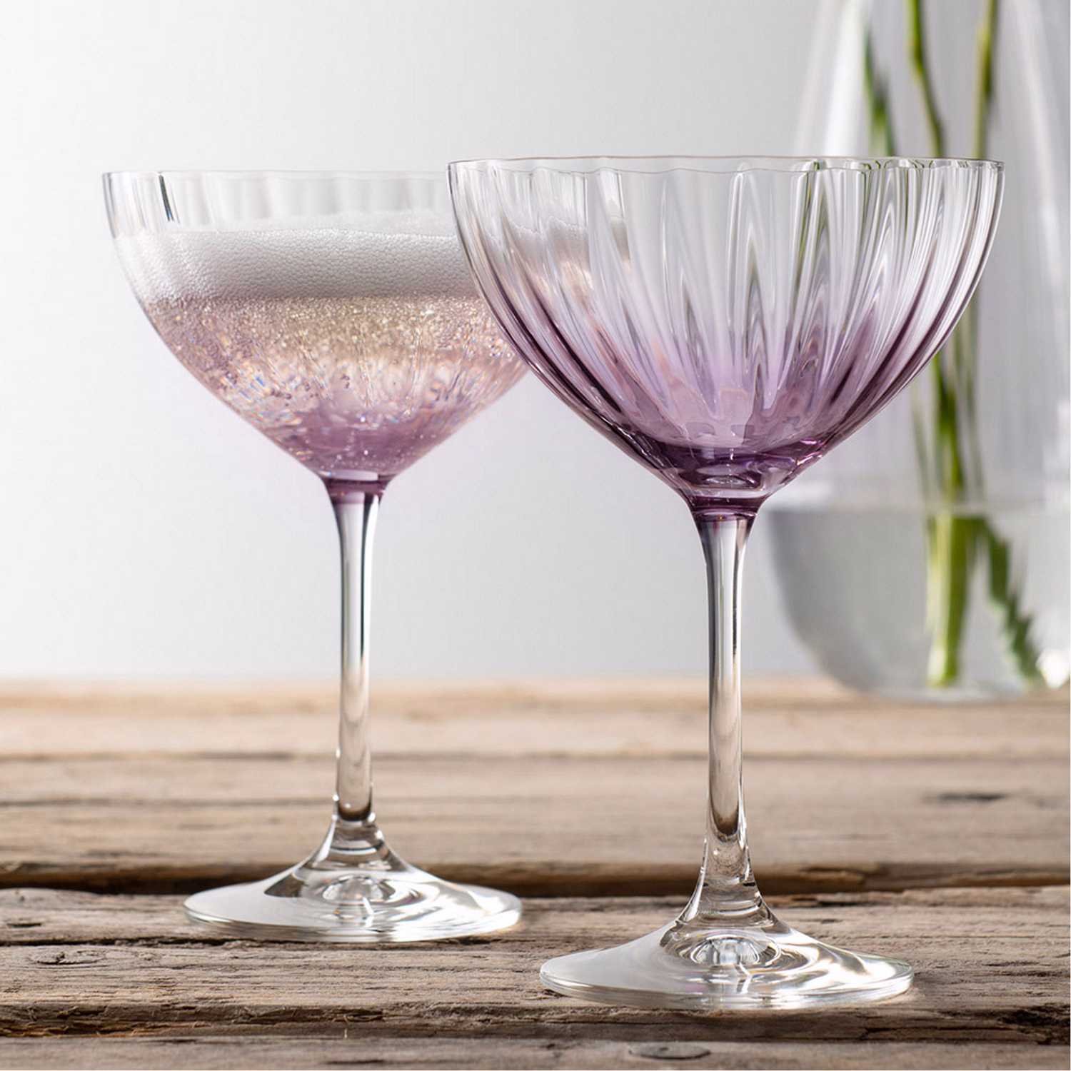 Erne Set of Two Cocktail/Champagne Saucers Amethyst