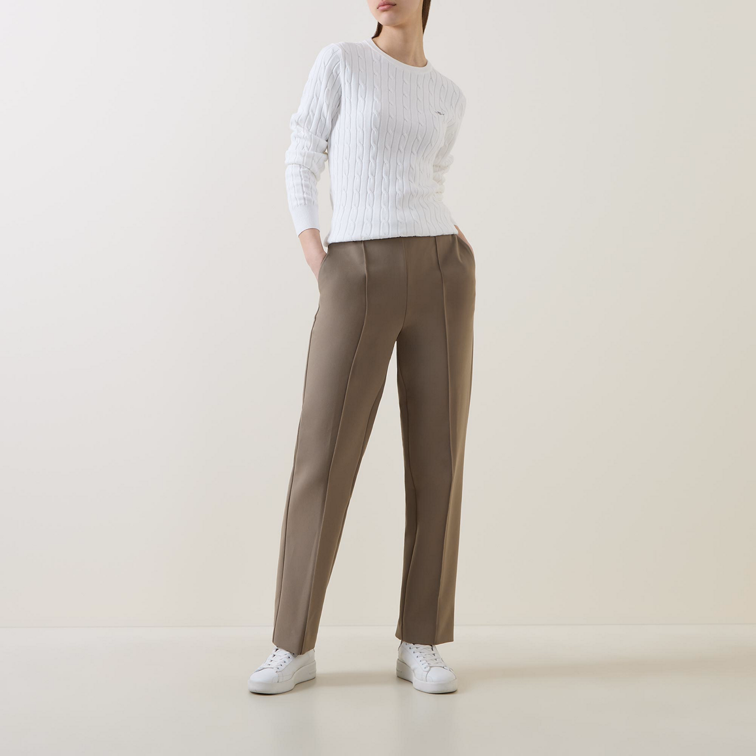 Cable Knit Round Neck Sweater