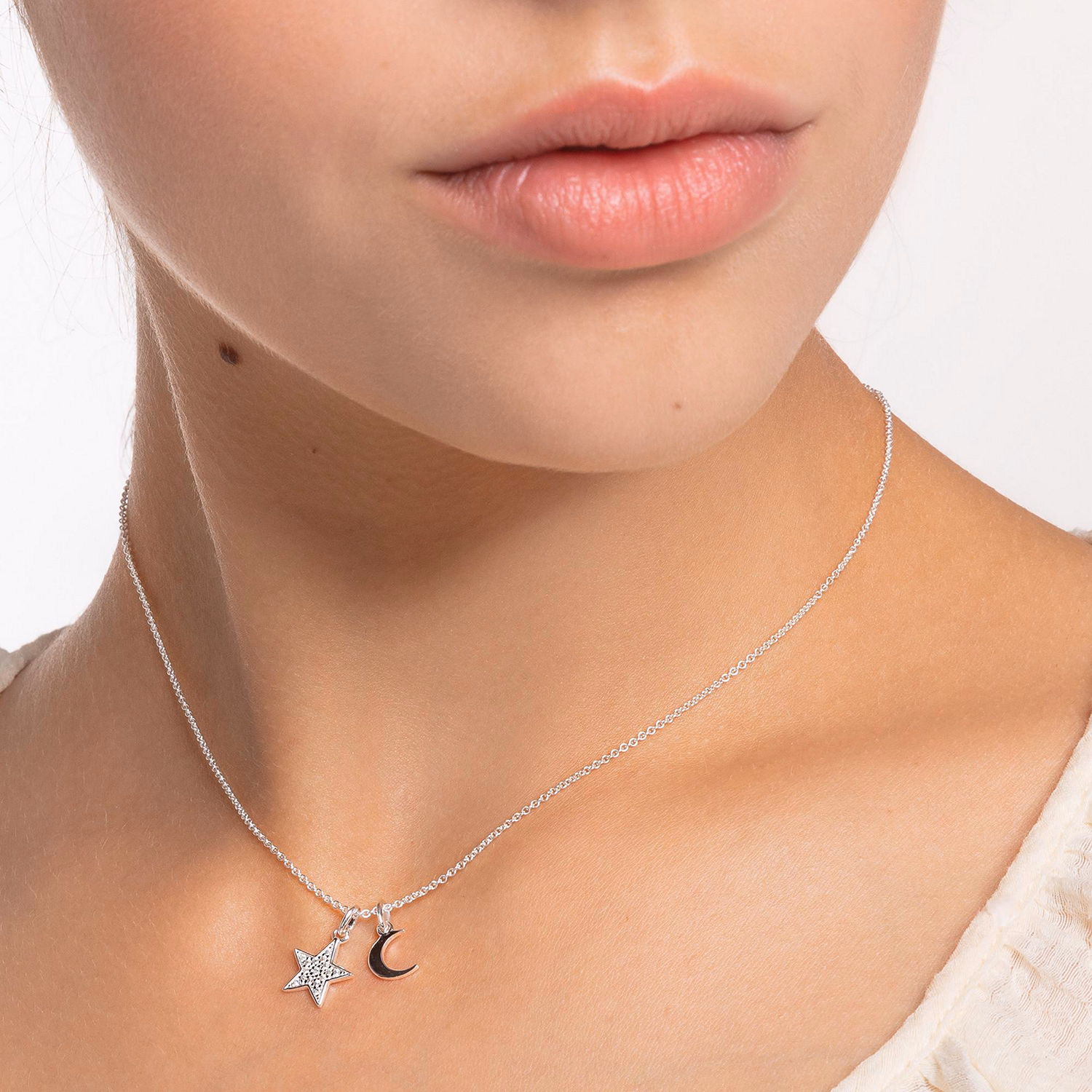 Star & Moon Sterling Silver Necklace