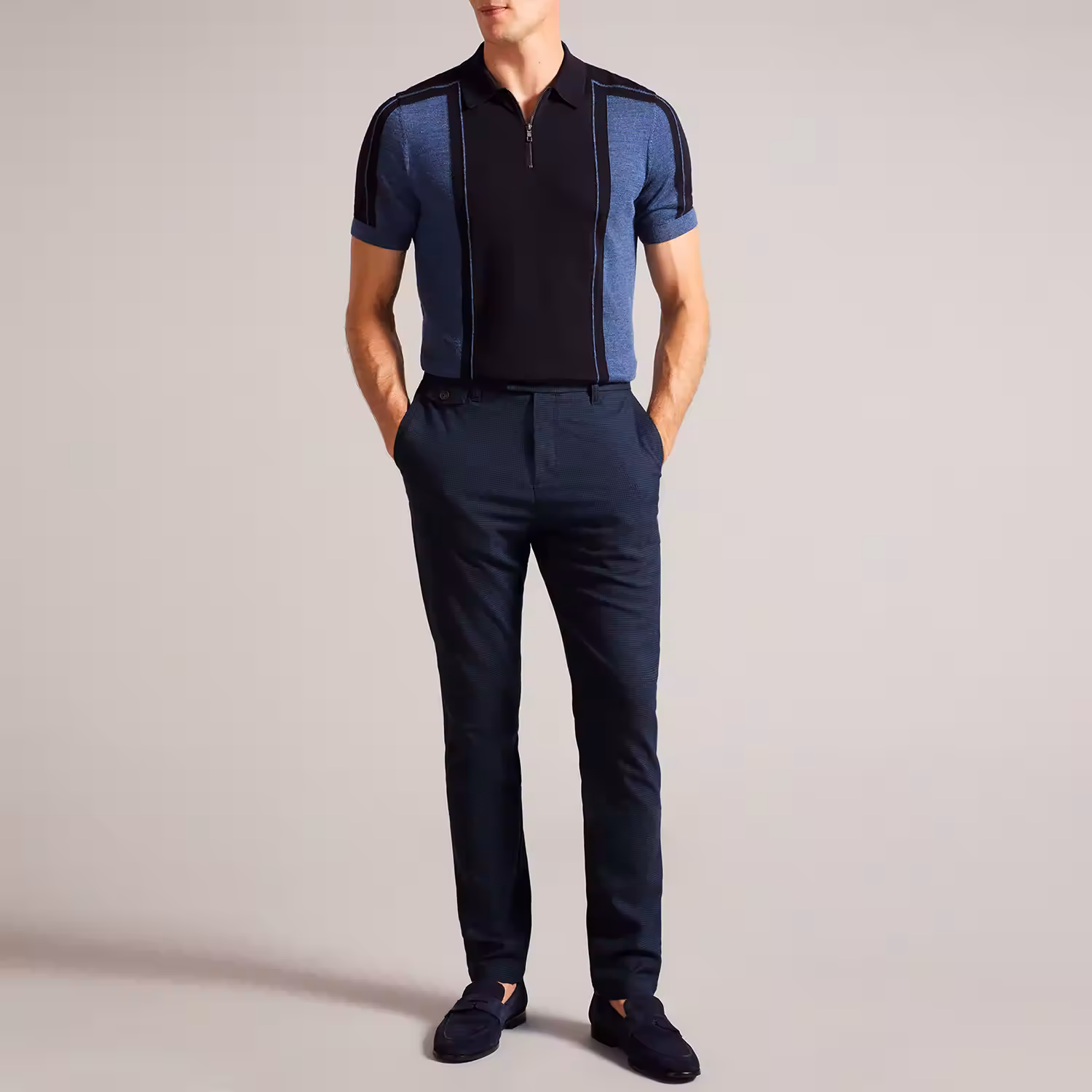 Ziyech Slim Houndstooth Chino Trousers