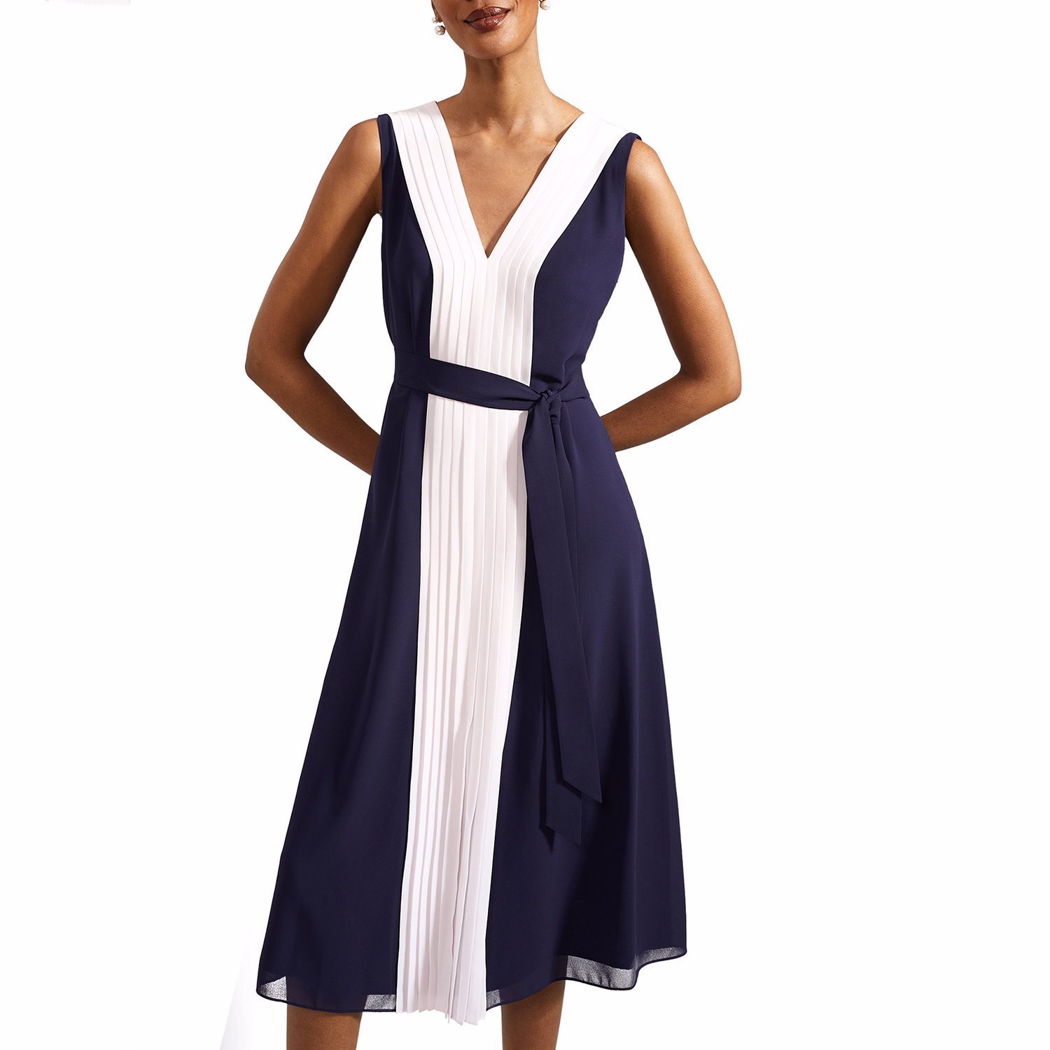 Lila Two-Tone Pleated Dress