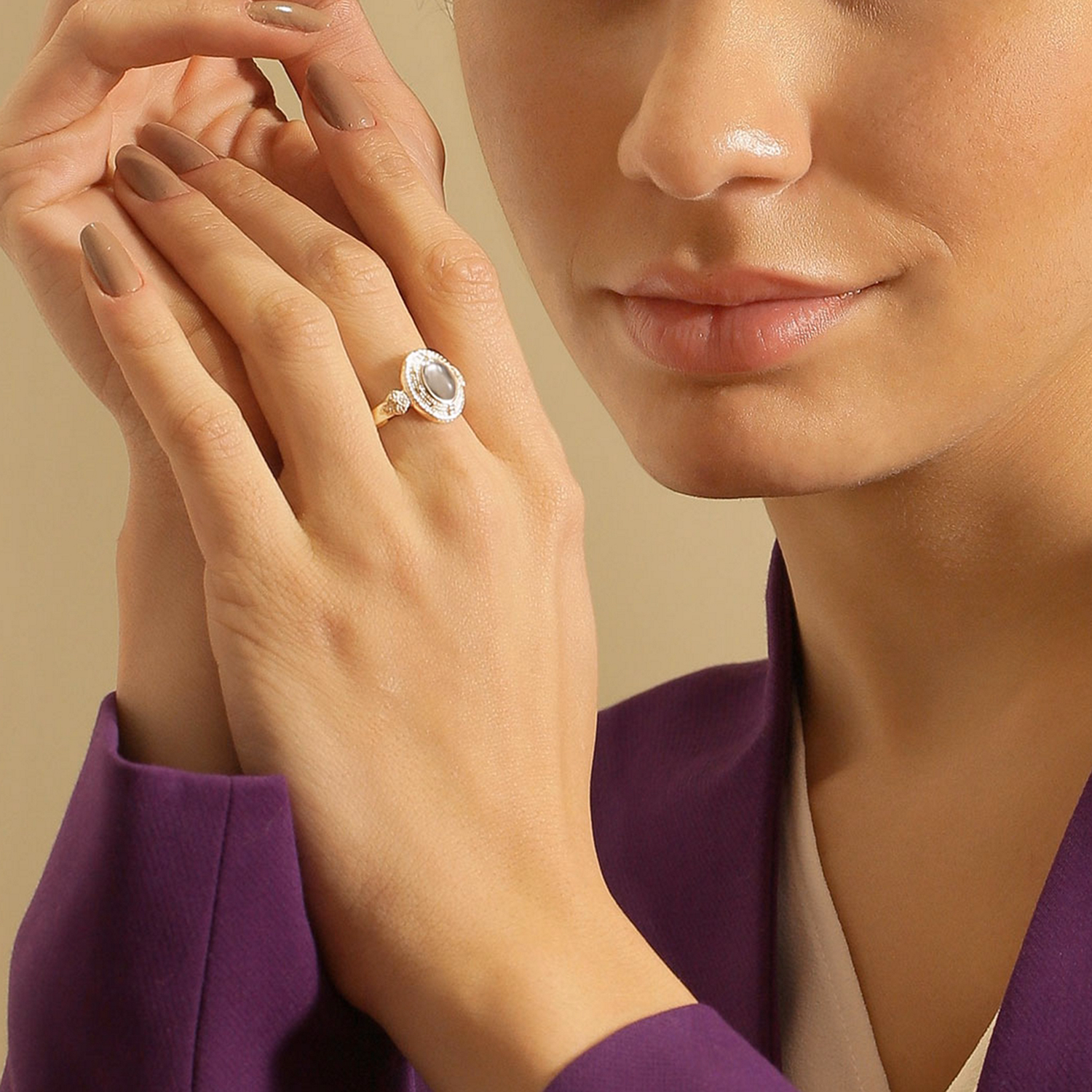 Ornate Ring with Light Blue Stone