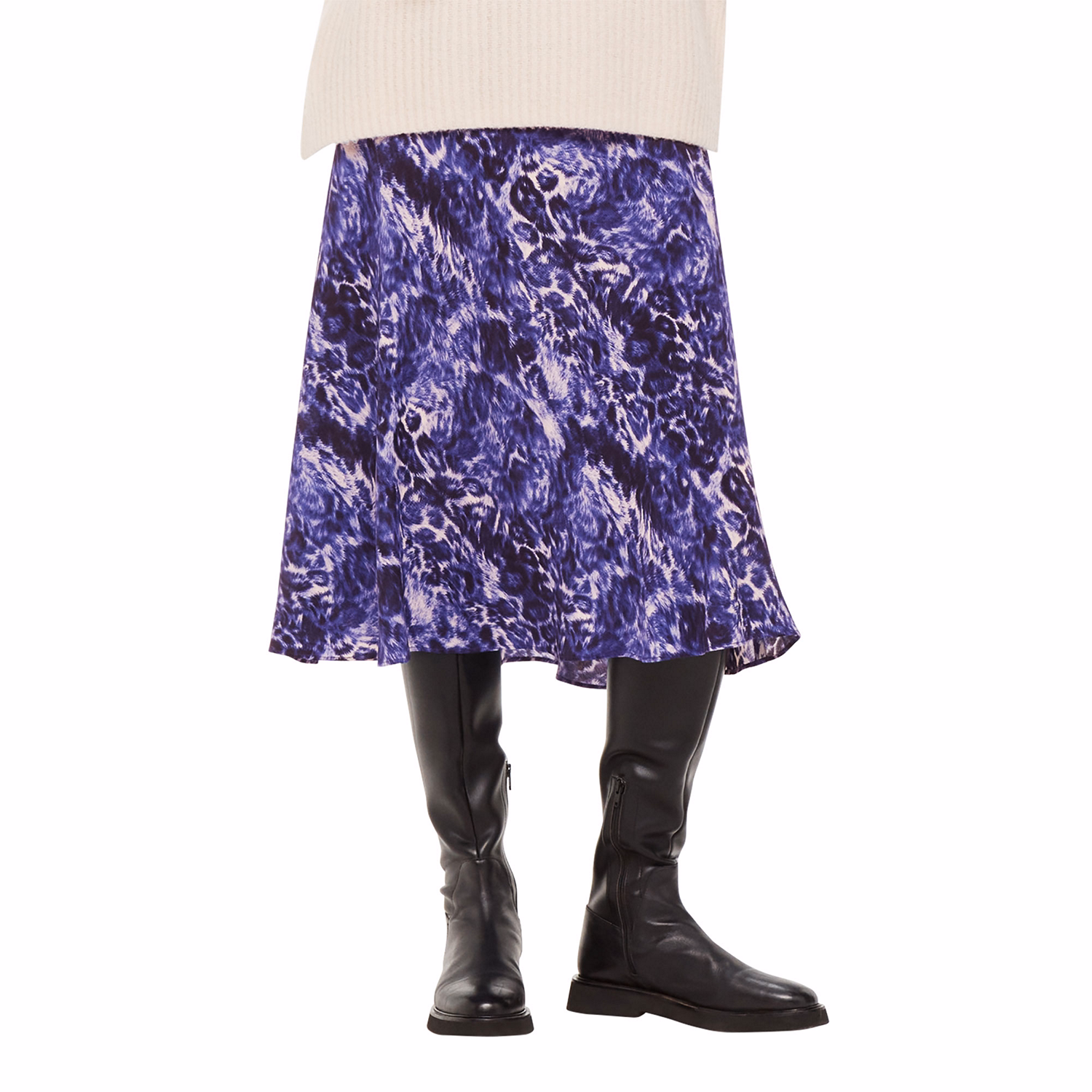 High-Rise Printed Flared Skirt