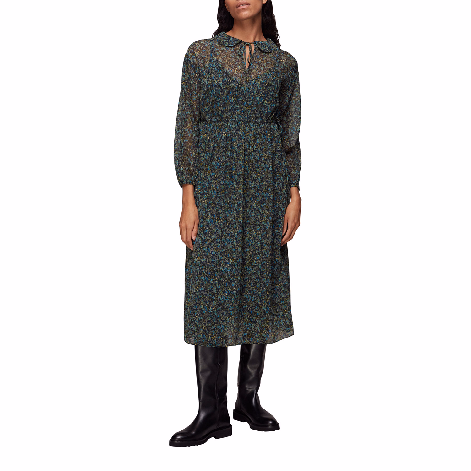 Stitch Floral Print Midi Dress