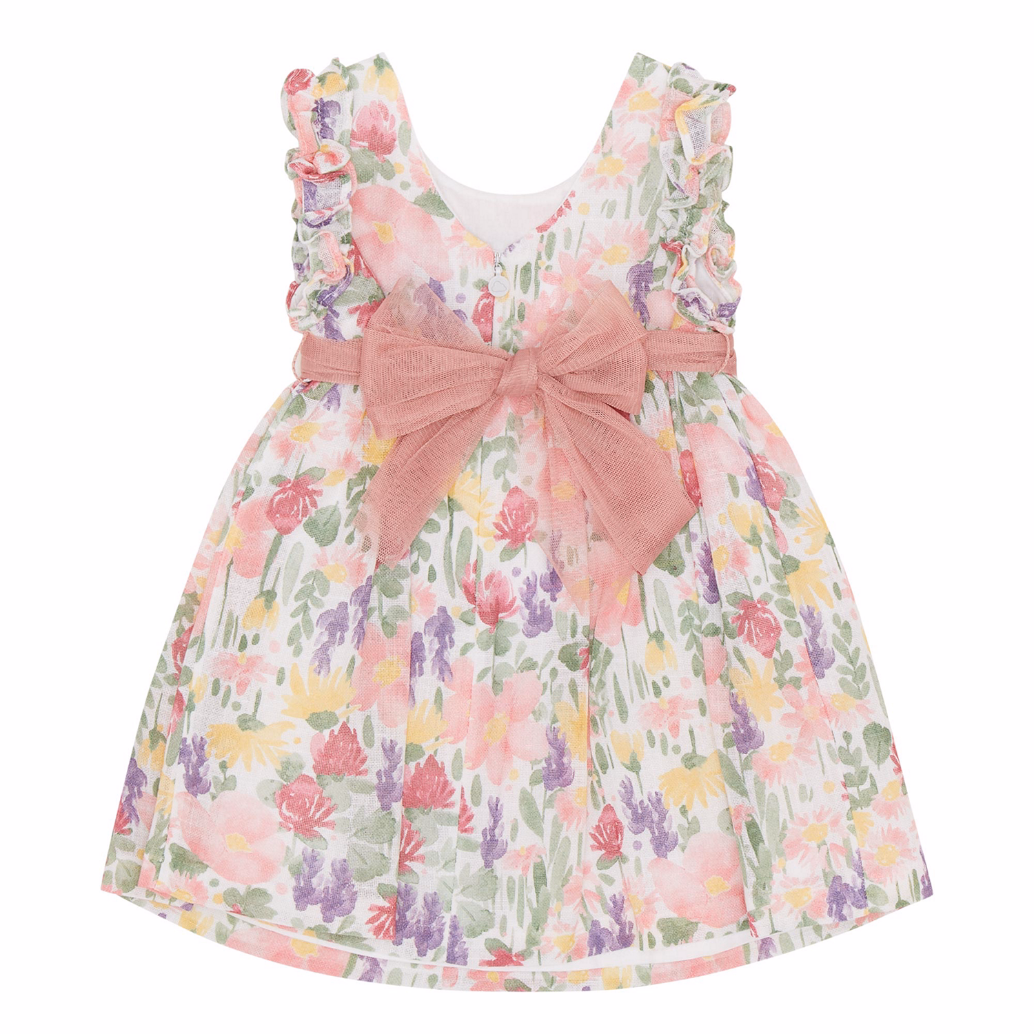 Floral Print Tulle-Detail Dress