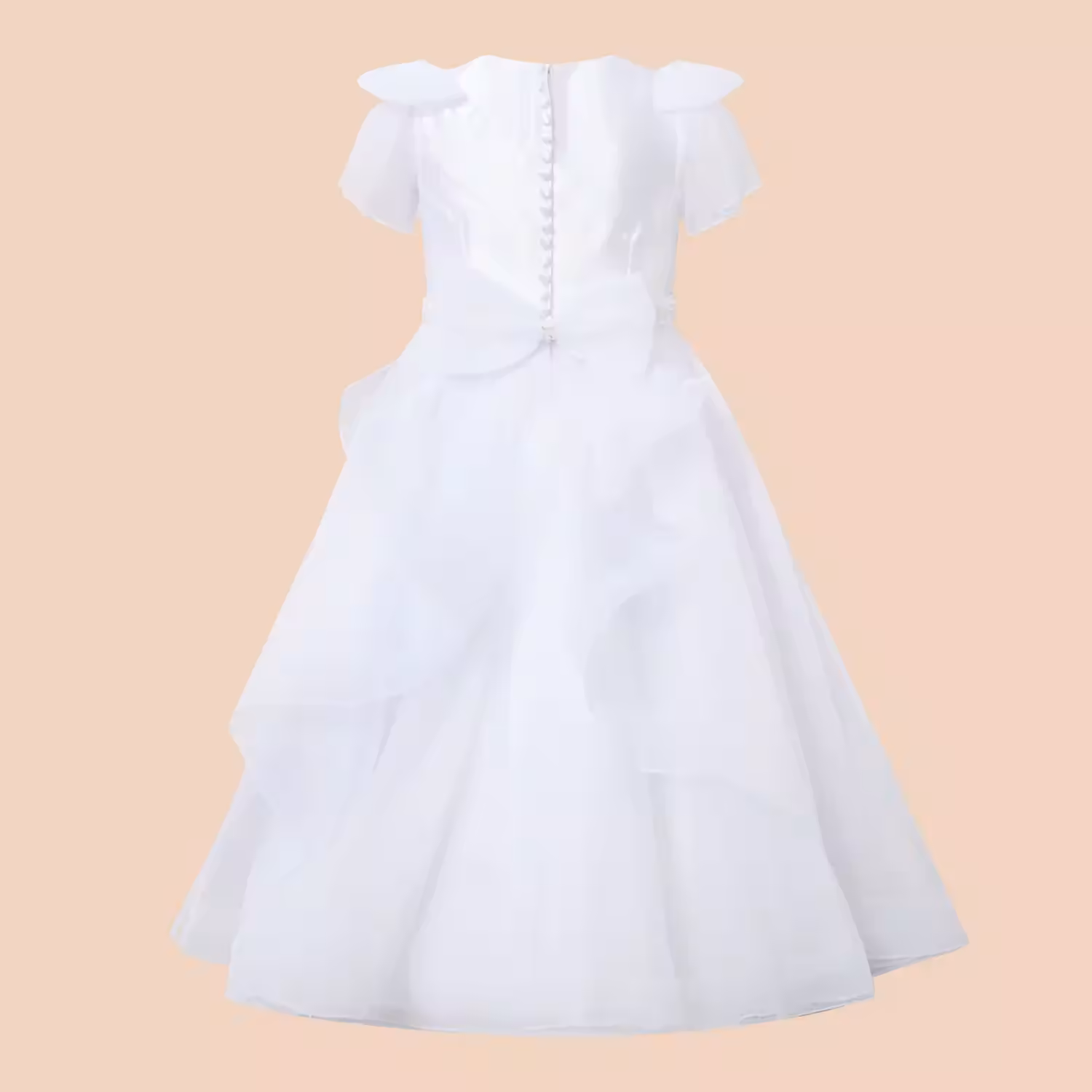Flutter Sleeve Bow-Detail Communion Dress