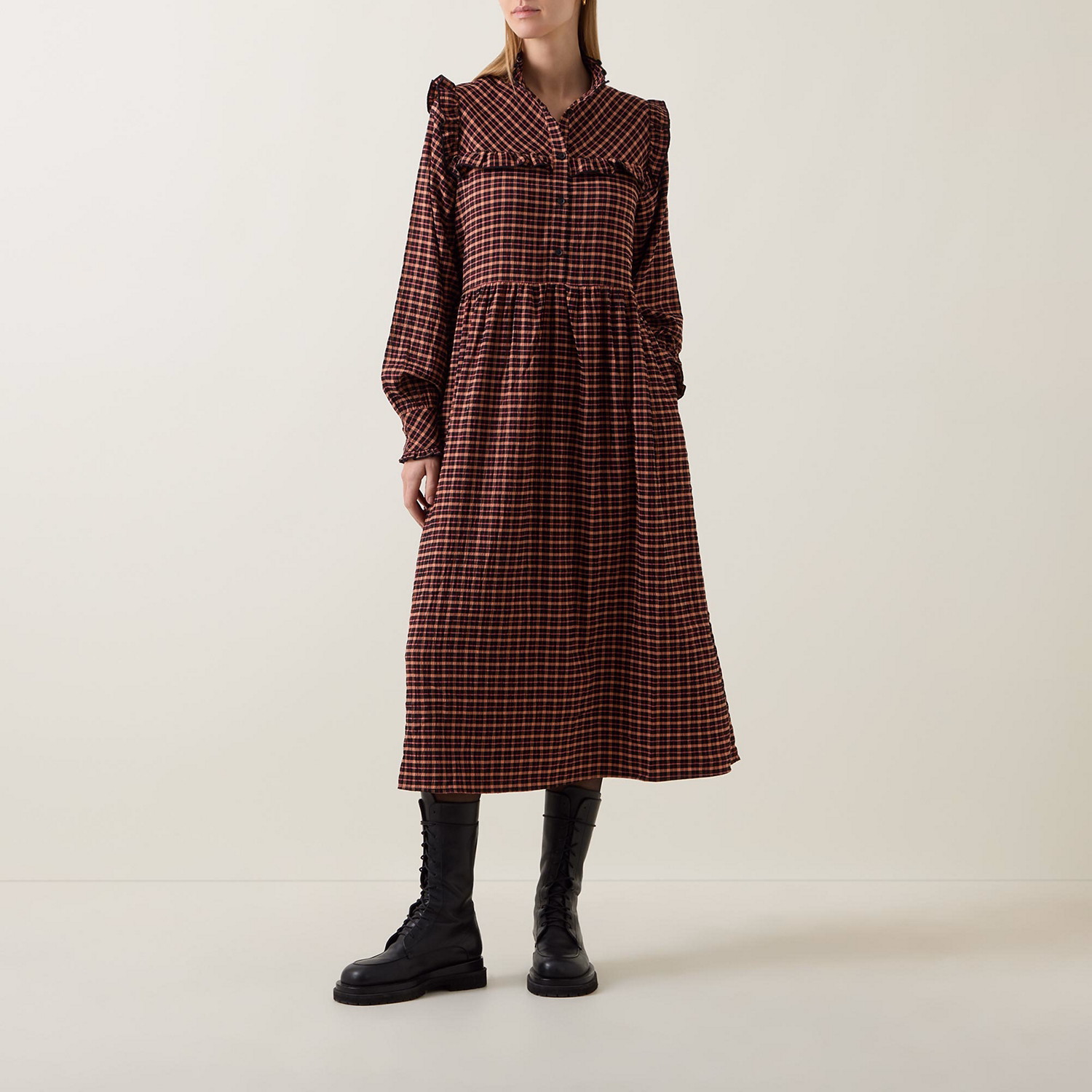Adela Check Shirt Dress