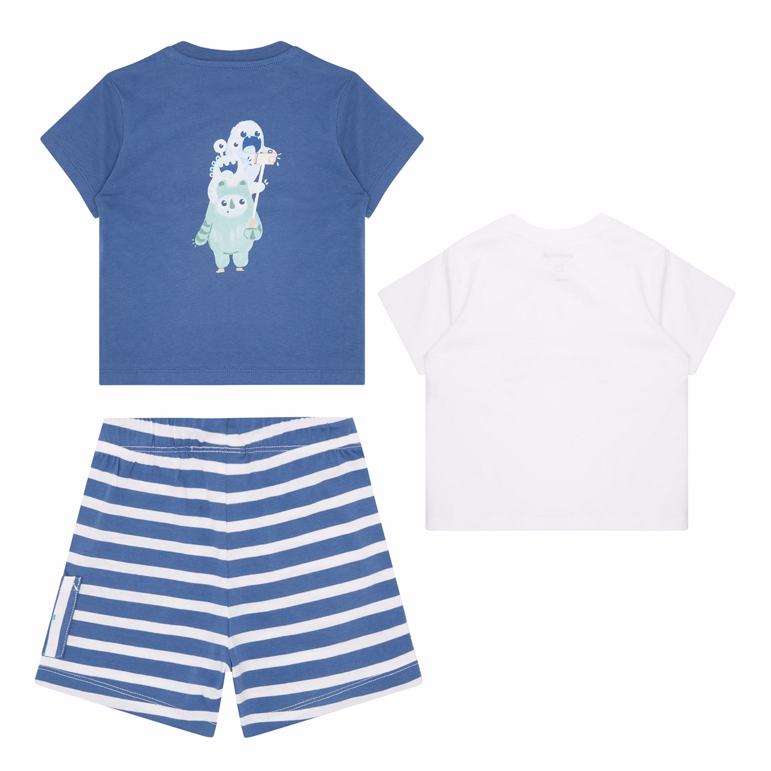 Three-Piece T-Shirts & Striped Shorts Set