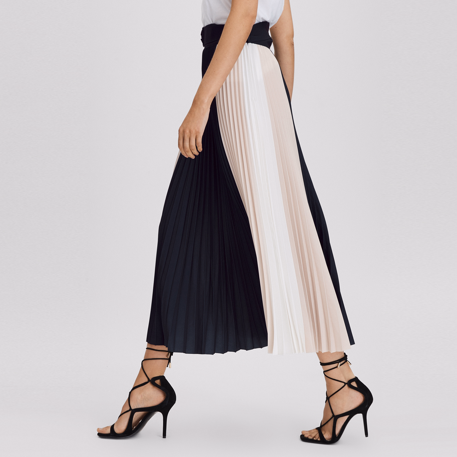 Ava Pleated Striped Skirt