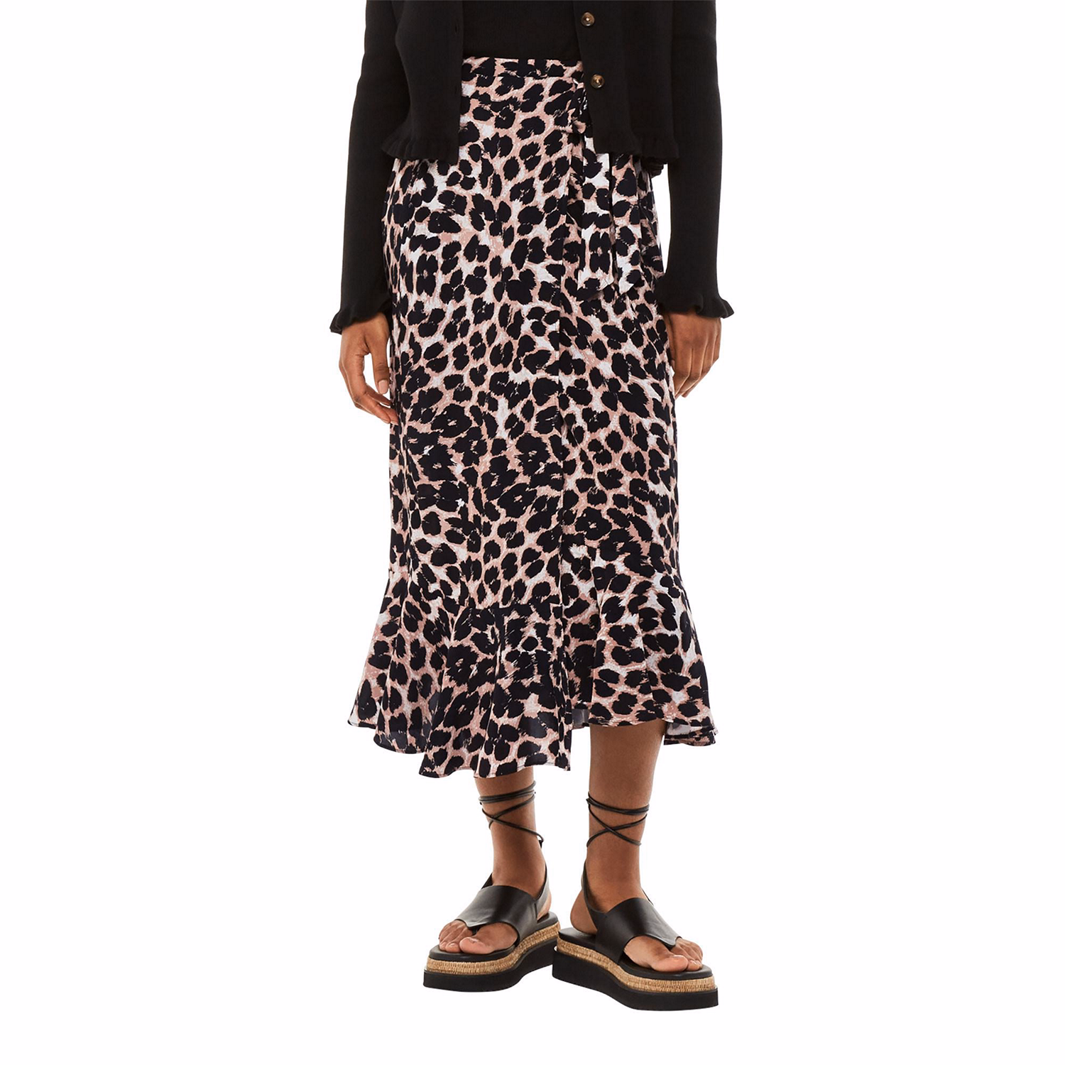 Leopard Spot Print Wrap Skirt