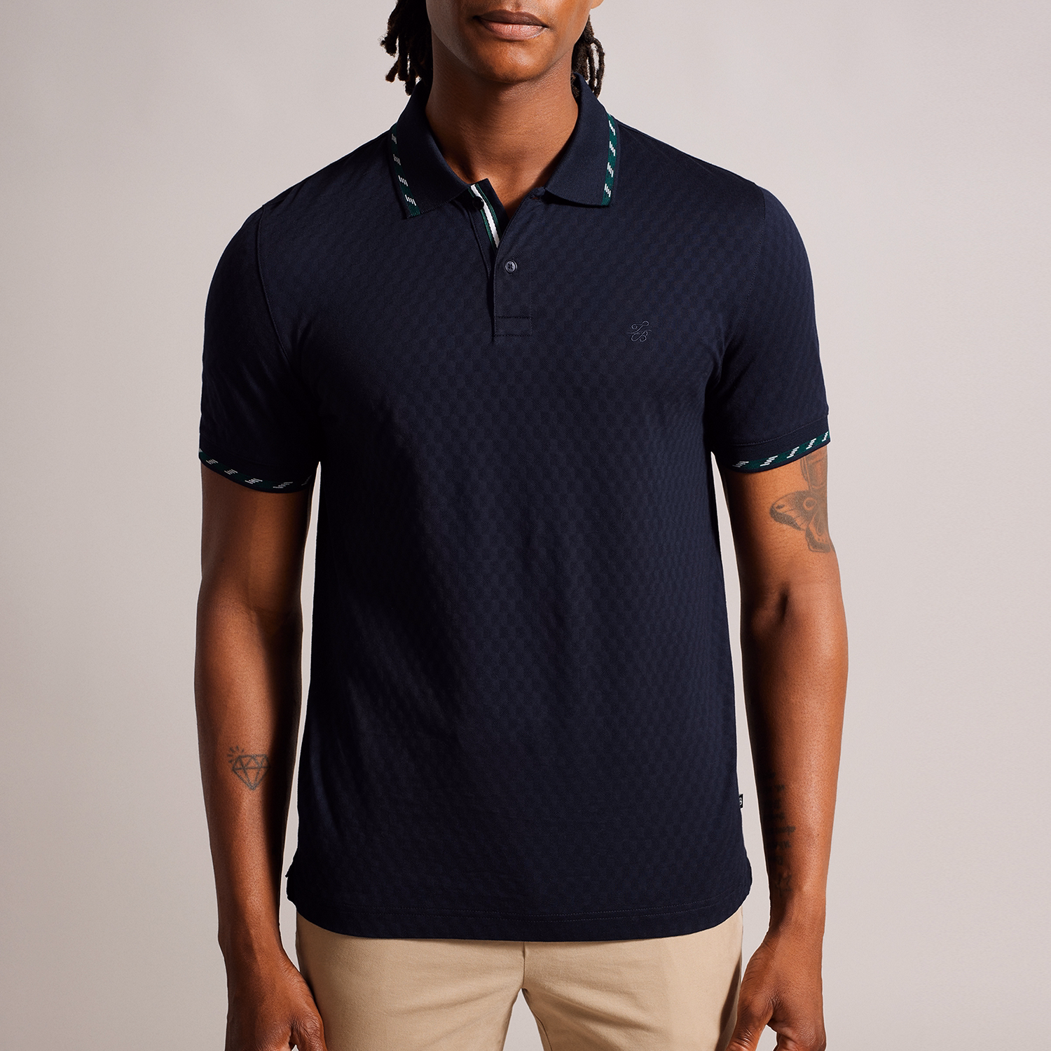 Colson Tonal Check Short Sleeve Polo Shirt