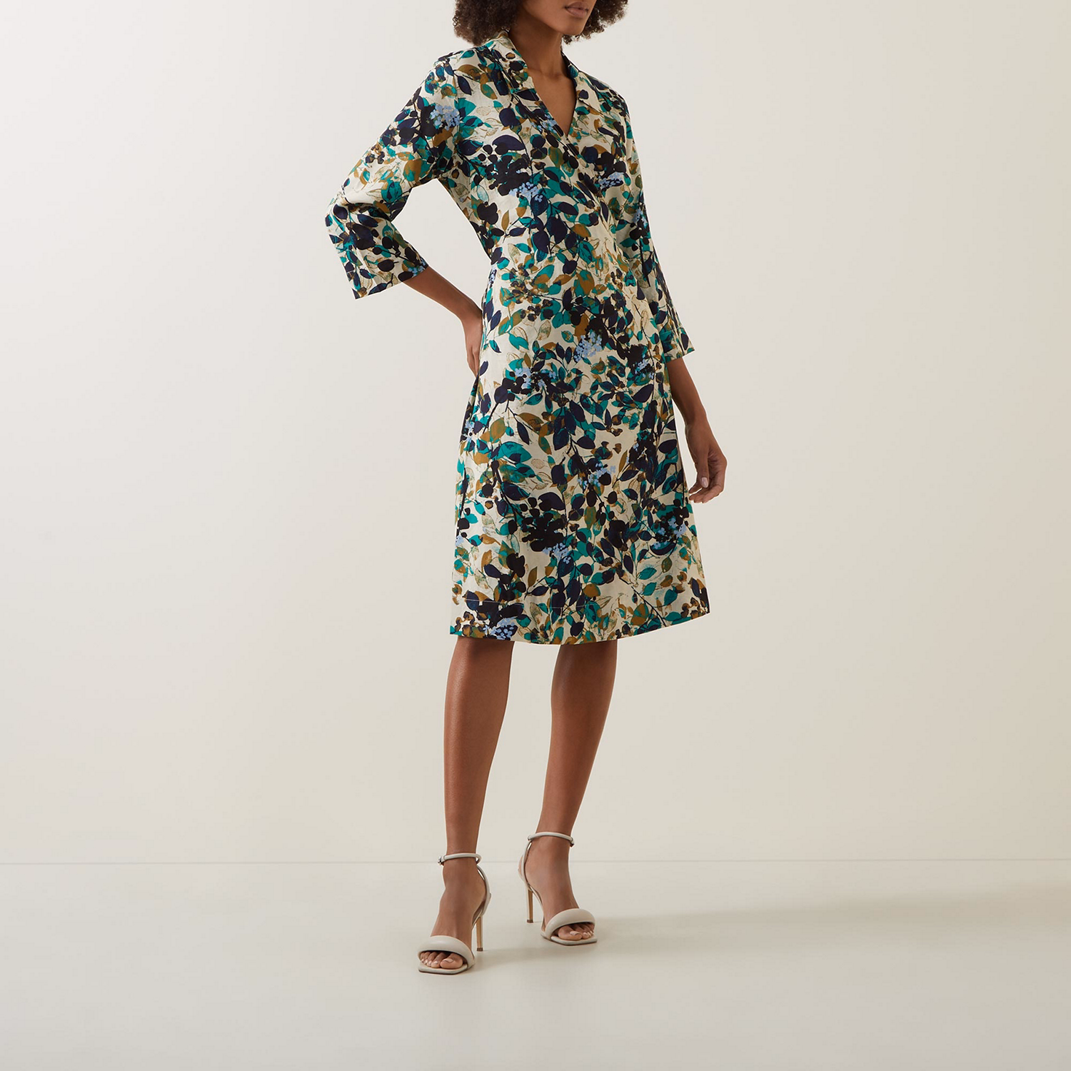 Njeri Leaf Print Wrap Dress