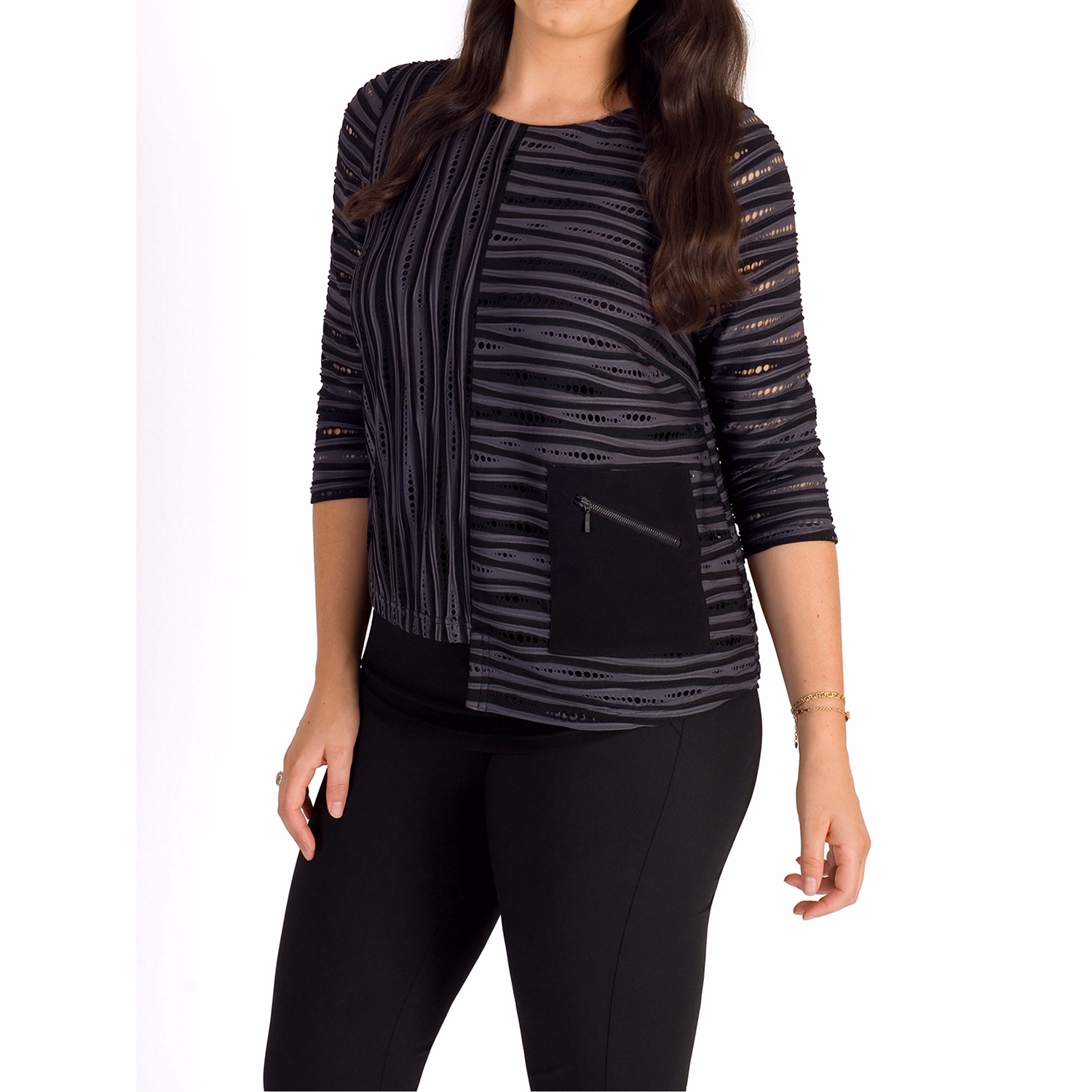 Textured Zip Pocket Jersey Top