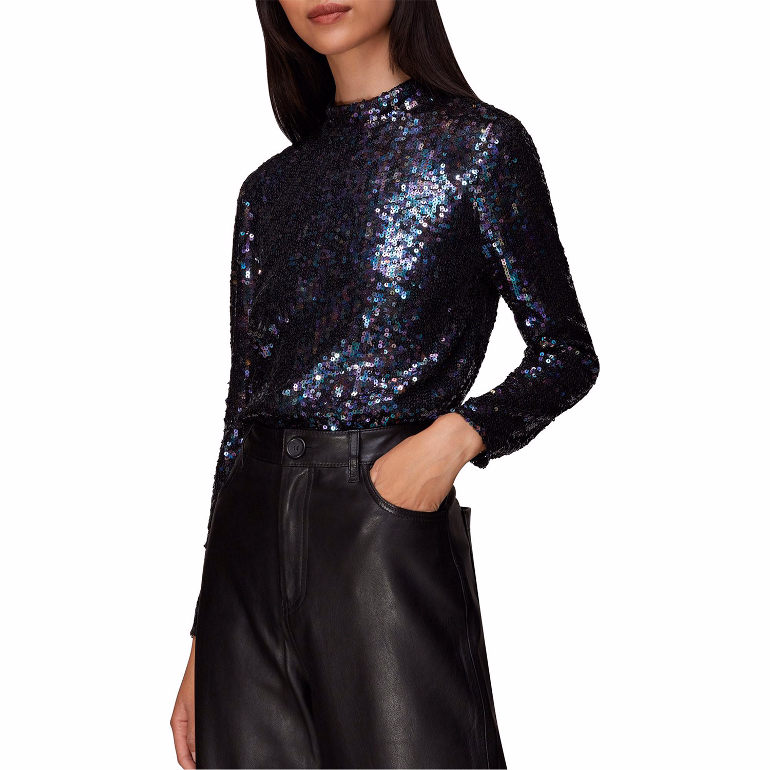 Sequin High Neck Top