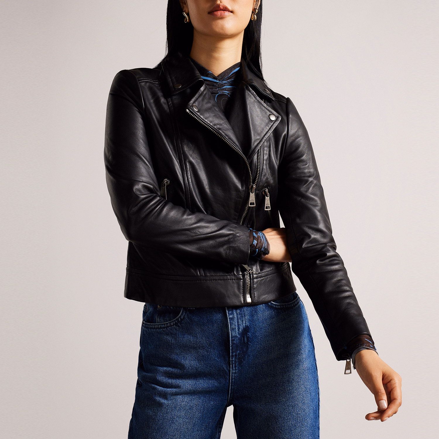 Ellaar Fitted Leather Biker Jacket