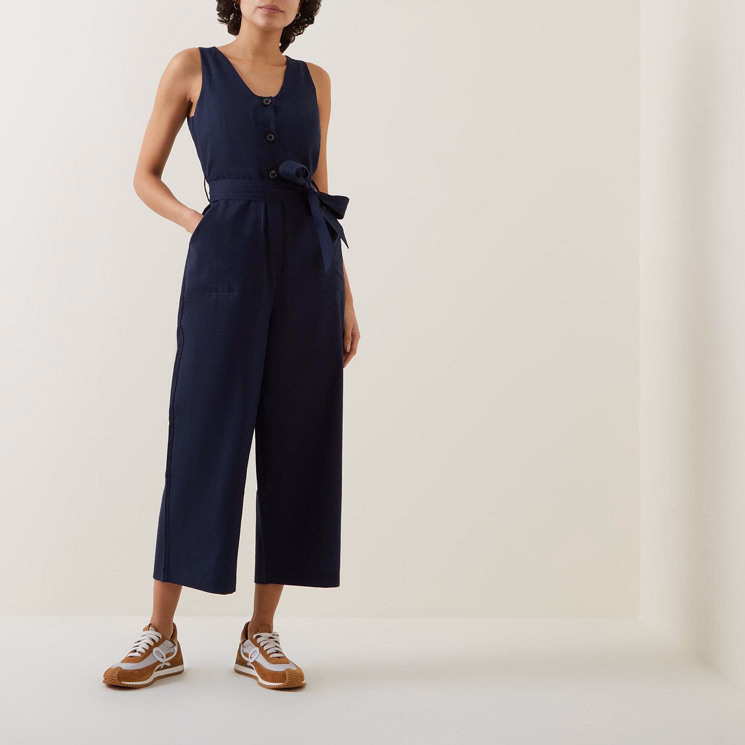 Penrose Wide-Leg Belted Jumpsuit