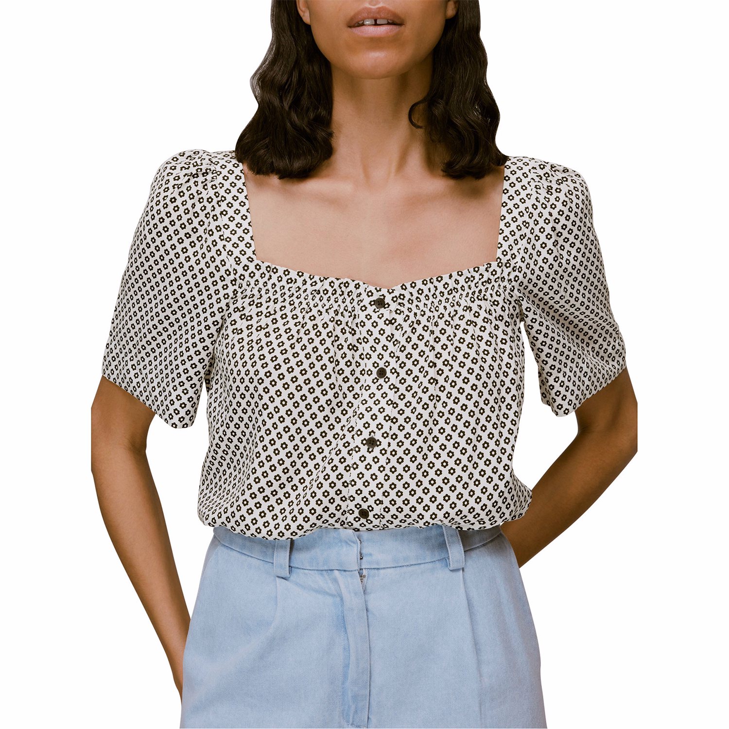 Tia Square Neck Daisy Blouse