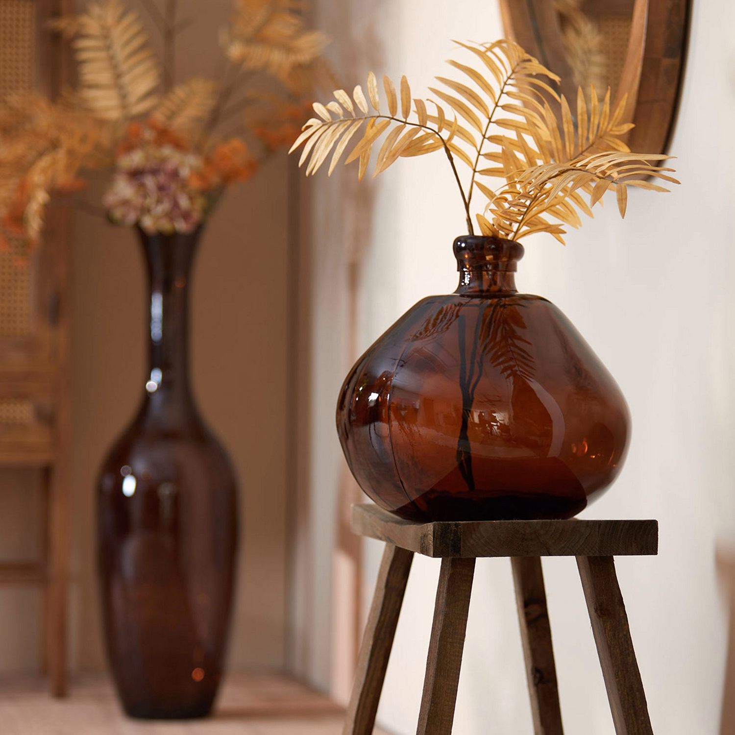 Macello Vase Shiny Dark Brown Glass