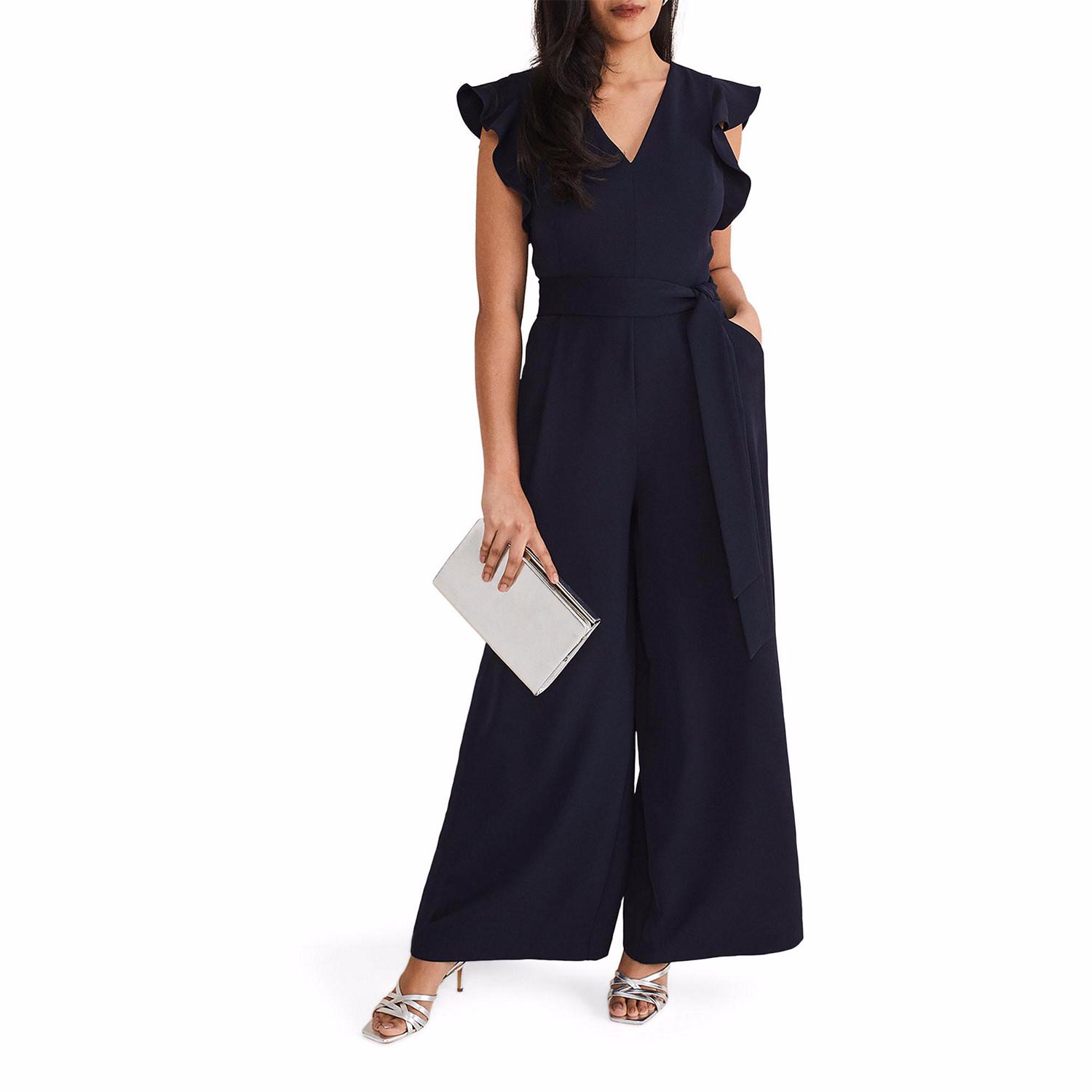 Petite Kallie V Neck Frill Jumpsuit