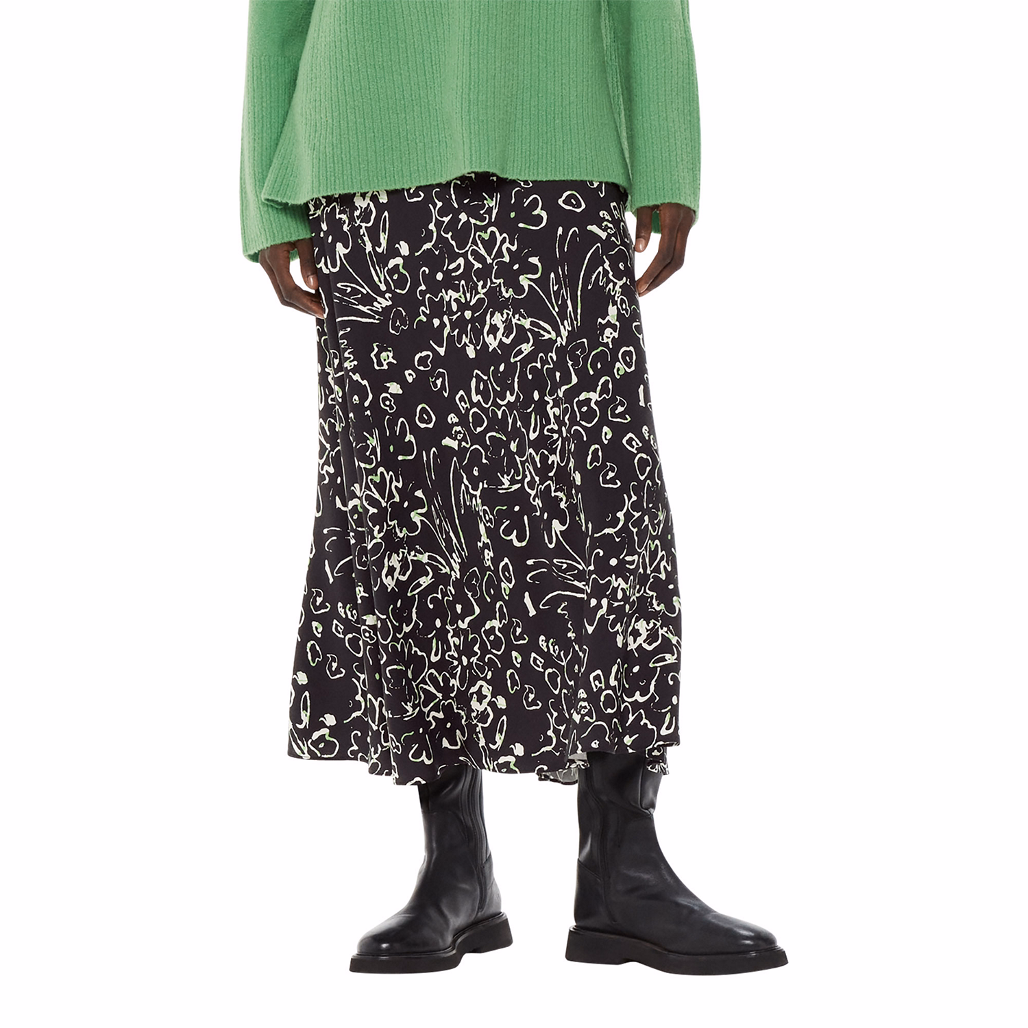 Scribble Bouquet Fluted Skirt