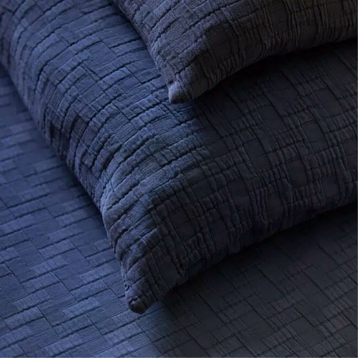 Navy Waffle Cushion Cover Large