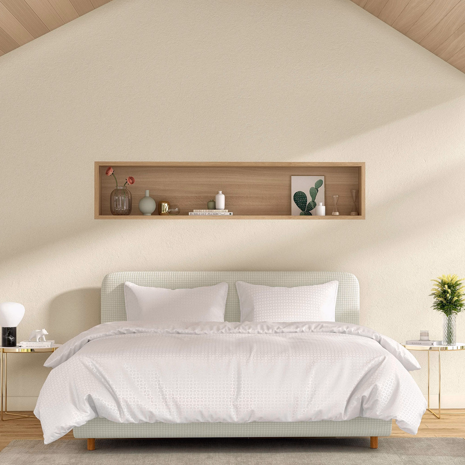 Arc Adjustable Disc King Bed with Form Headboard Pearl Grey