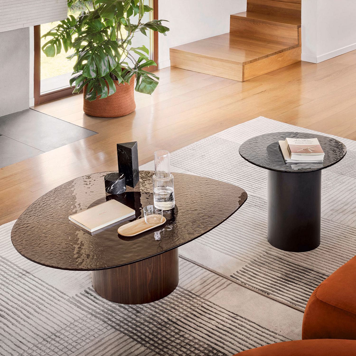 Mushroom Coffee Table Smoke Veneer and Smoke Grey