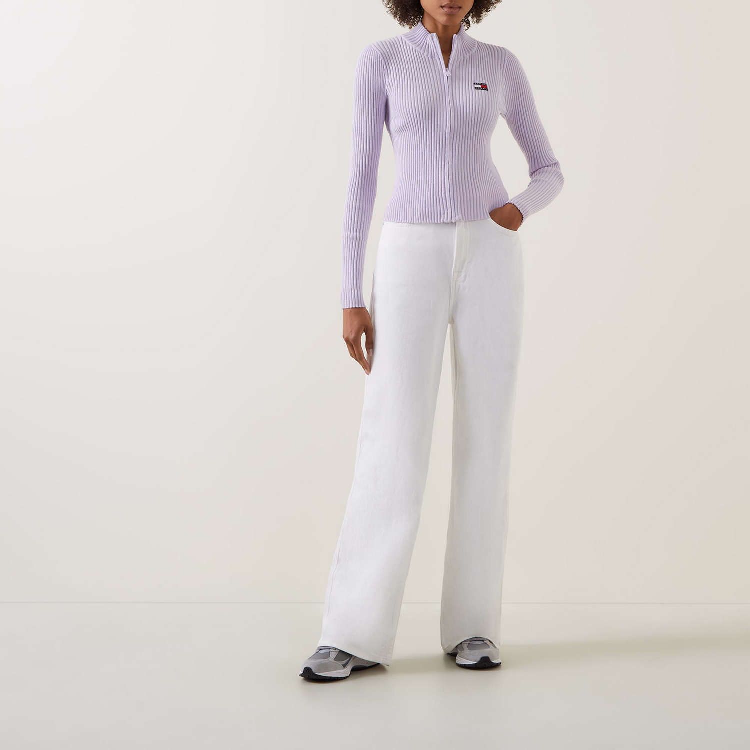 Logo Badge Ribbed Cardigan