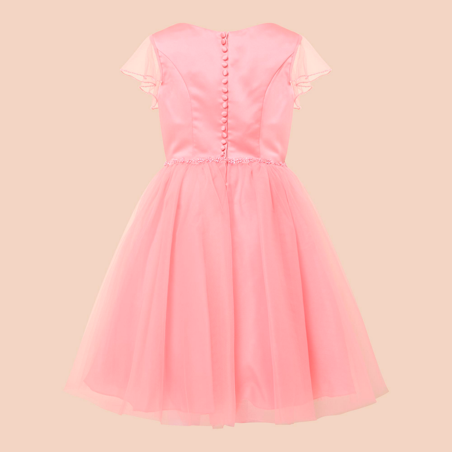 Flutter-Sleeved Tulle Dress