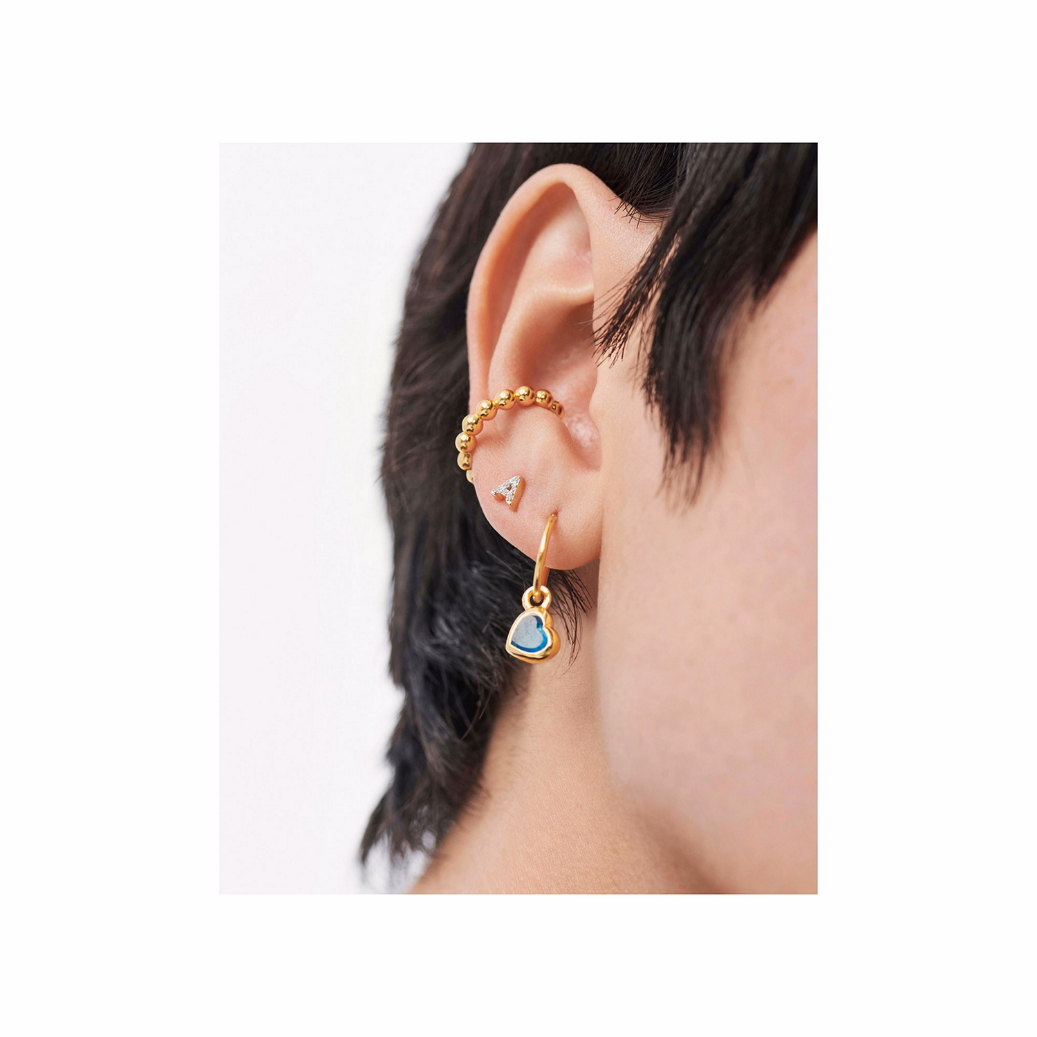 Pavé Gold Plated Initial Stud Earring A