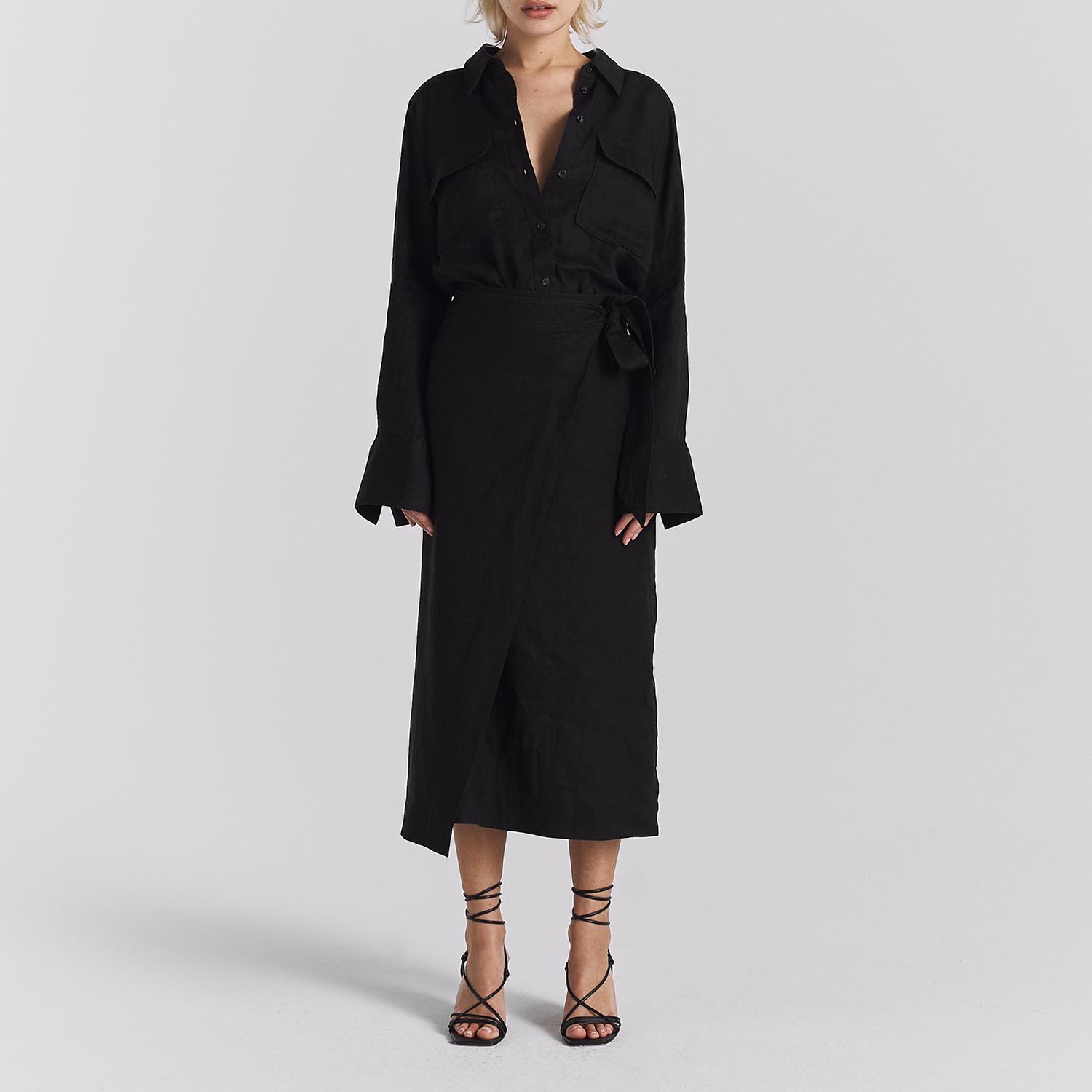 Vivienne High-Rise Linen Wrap Skirt