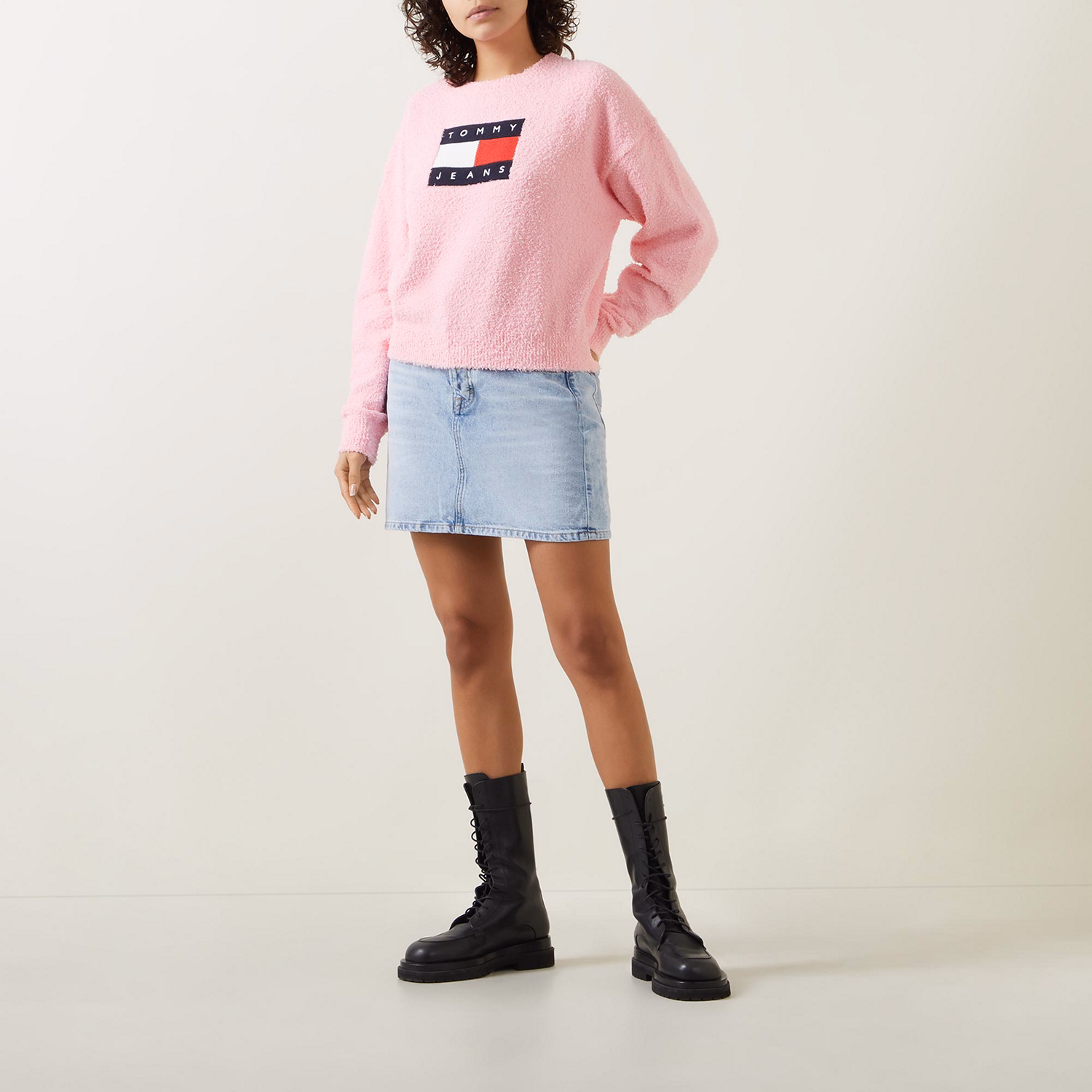 Cut-Out Denim Mini Skirt