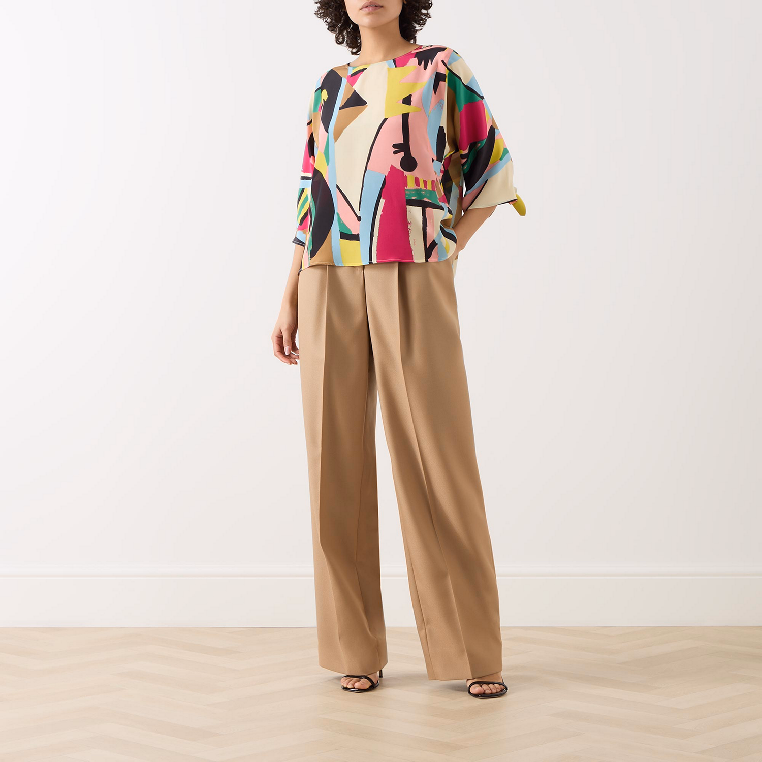 Pomposa Abstract Print Silk Blouse