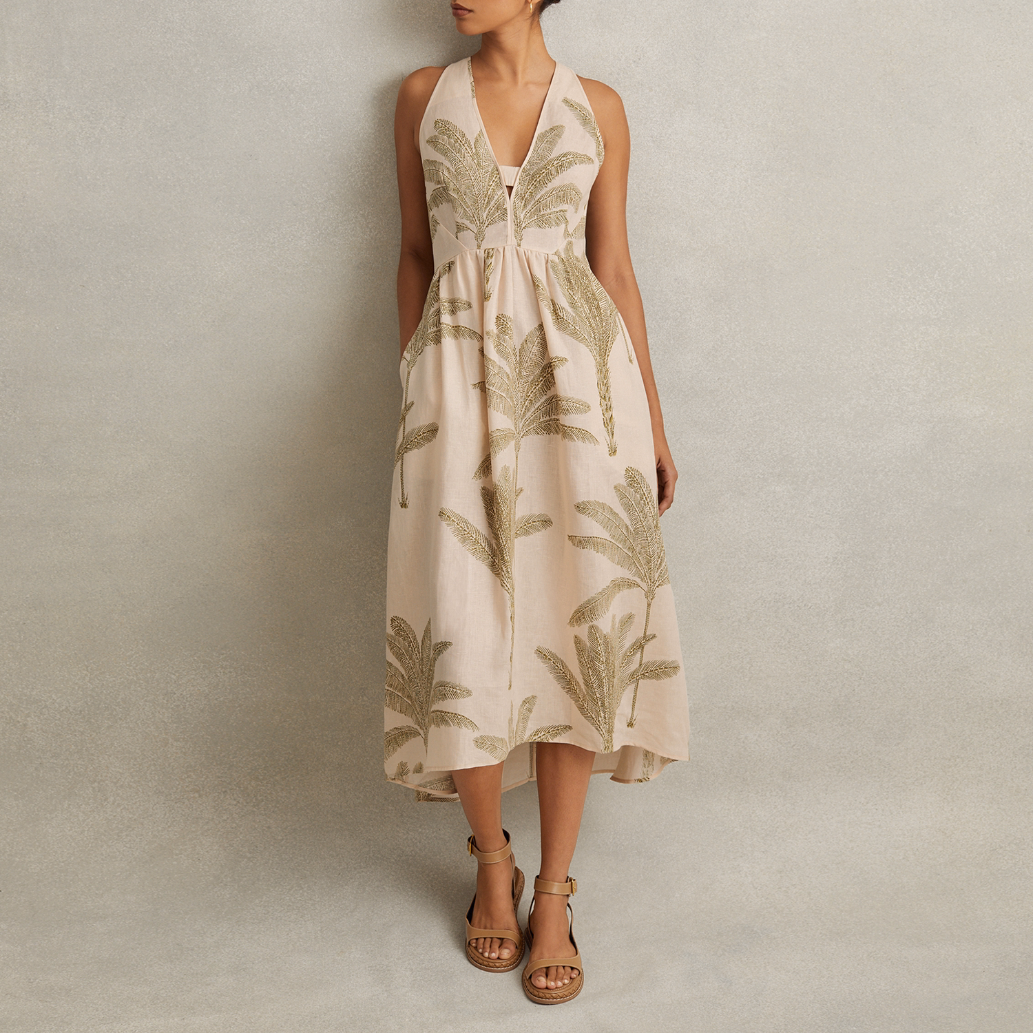 Anna Tropical Print Linen Dress