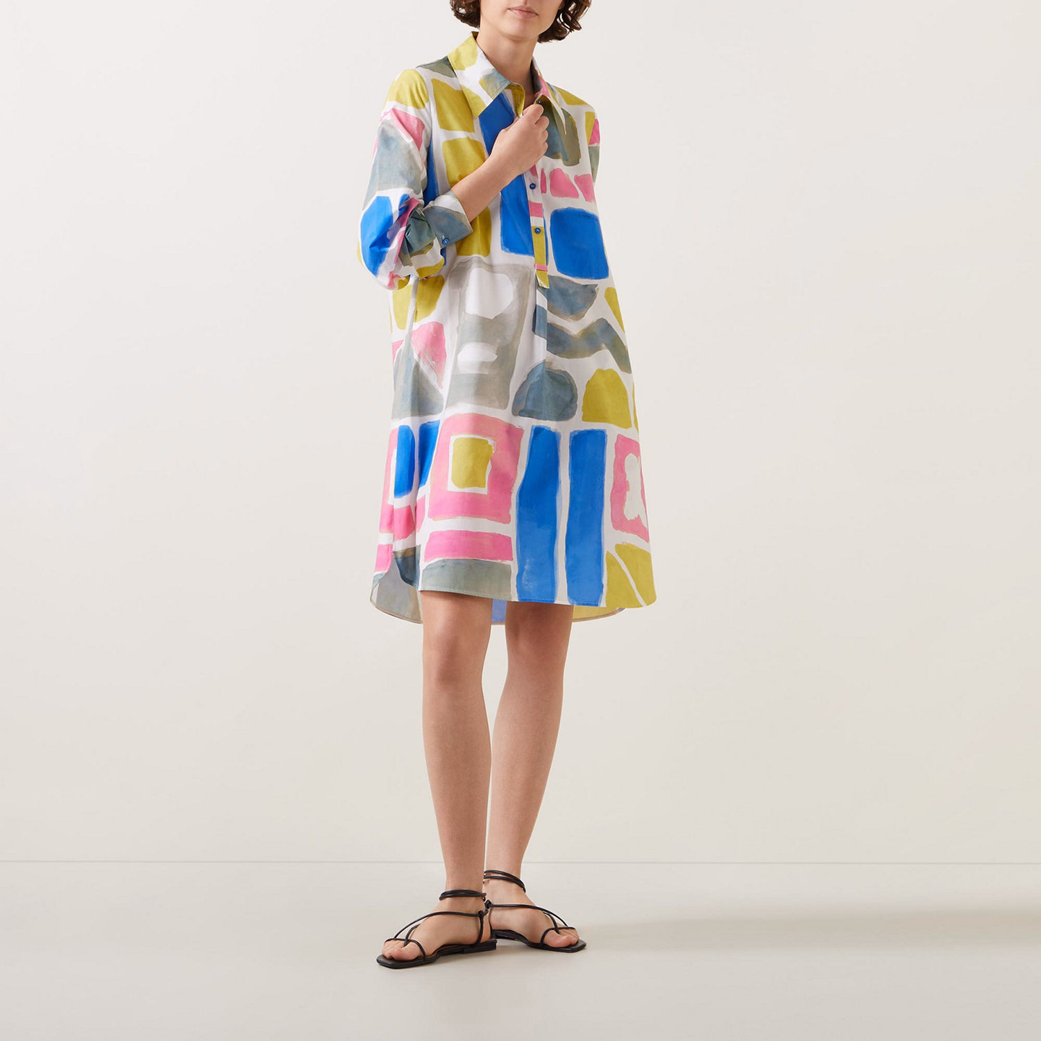 Geometric Print Shirt Dress