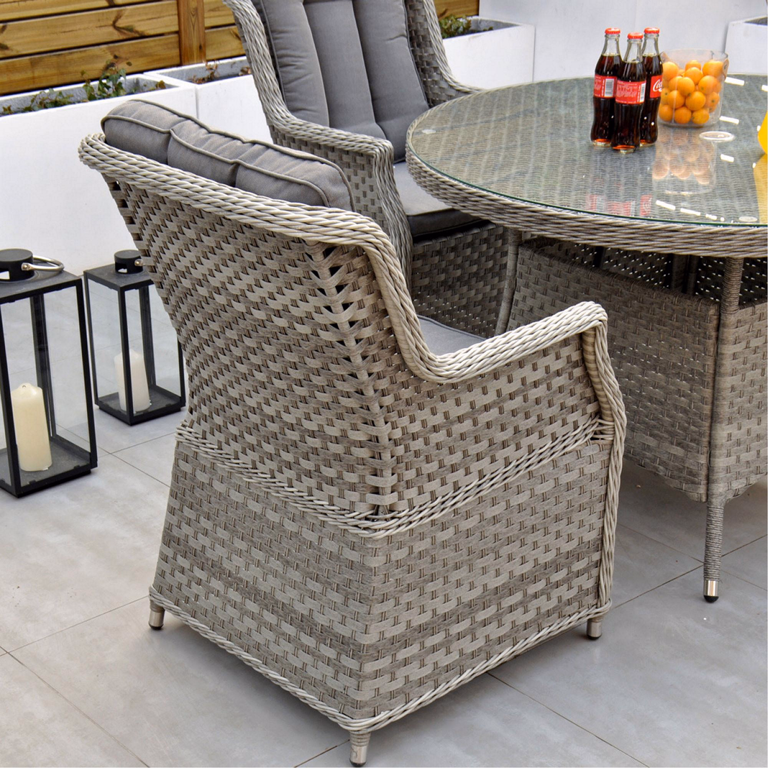 Bali 4 Seat Dining Set with 120cm Round Table Grey