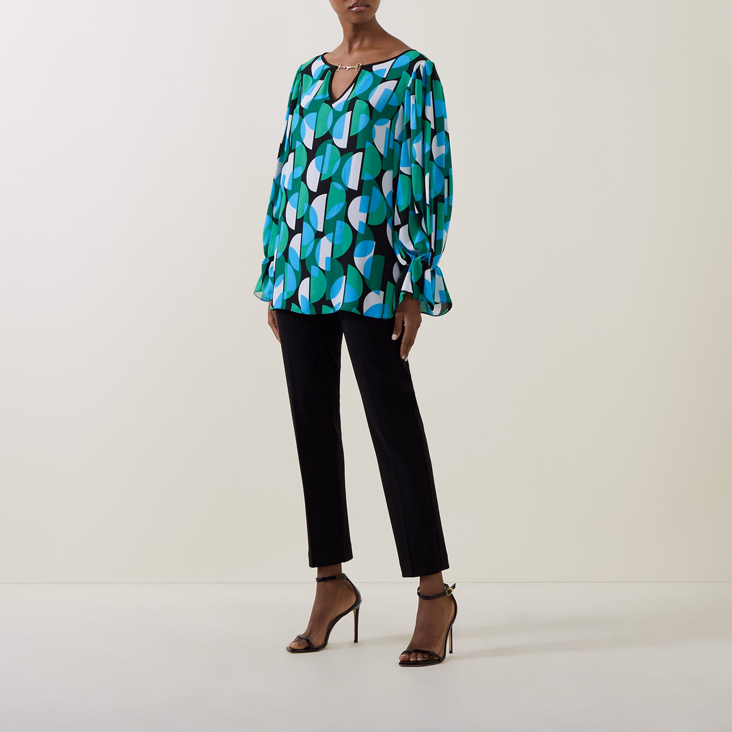 Geometric Flared-Cuff Top
