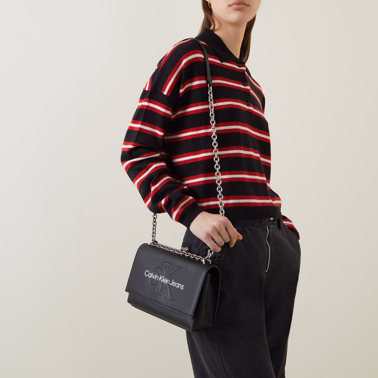 Sculpted Flap Monogram Crossbody Bag