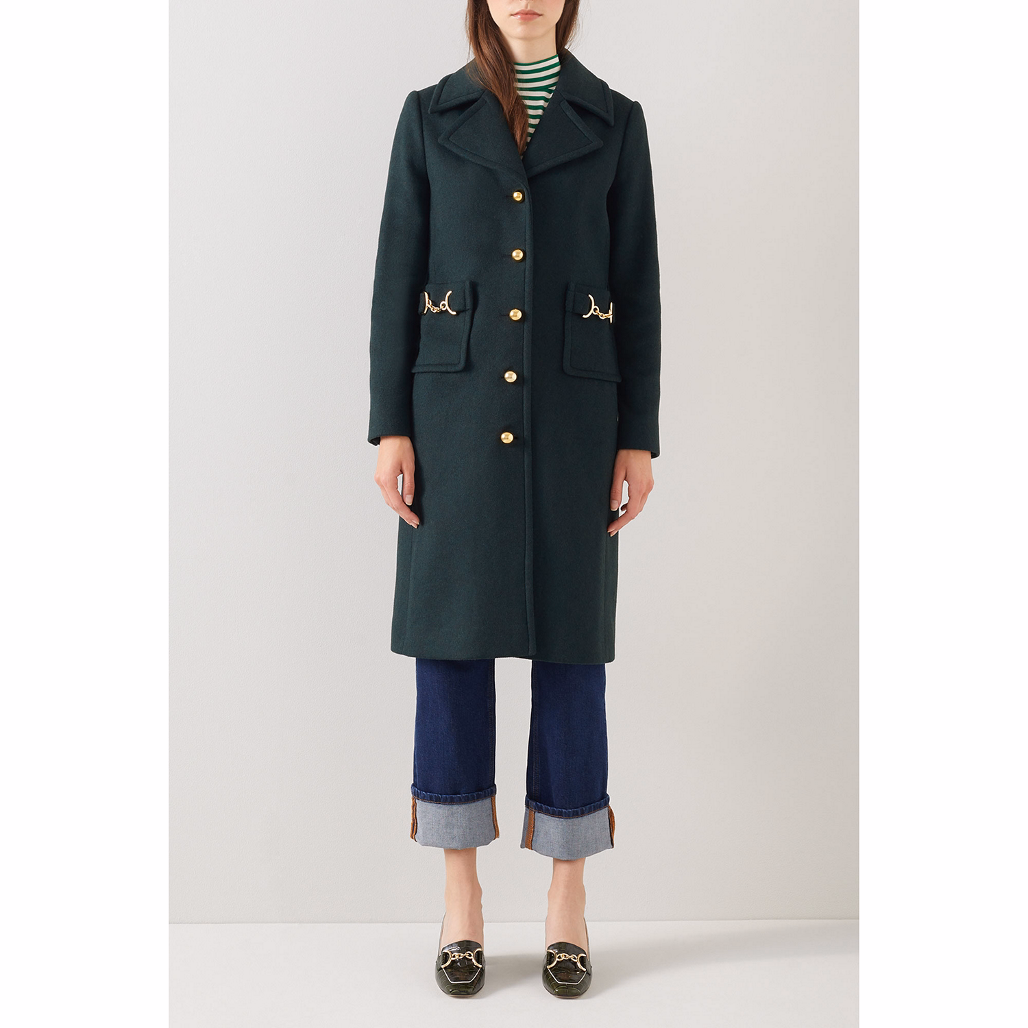 Spencer Wool-Blend Snaffle Detail Coat