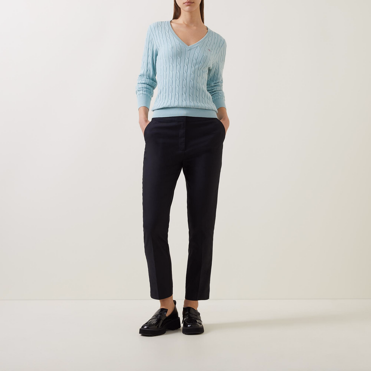 Mid-Rise Slim Leg Trousers