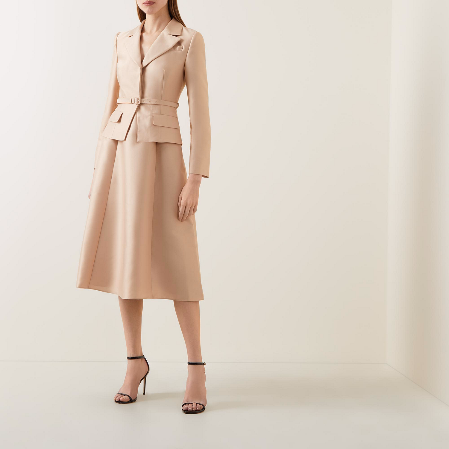 Belted Tailored Flared Dress