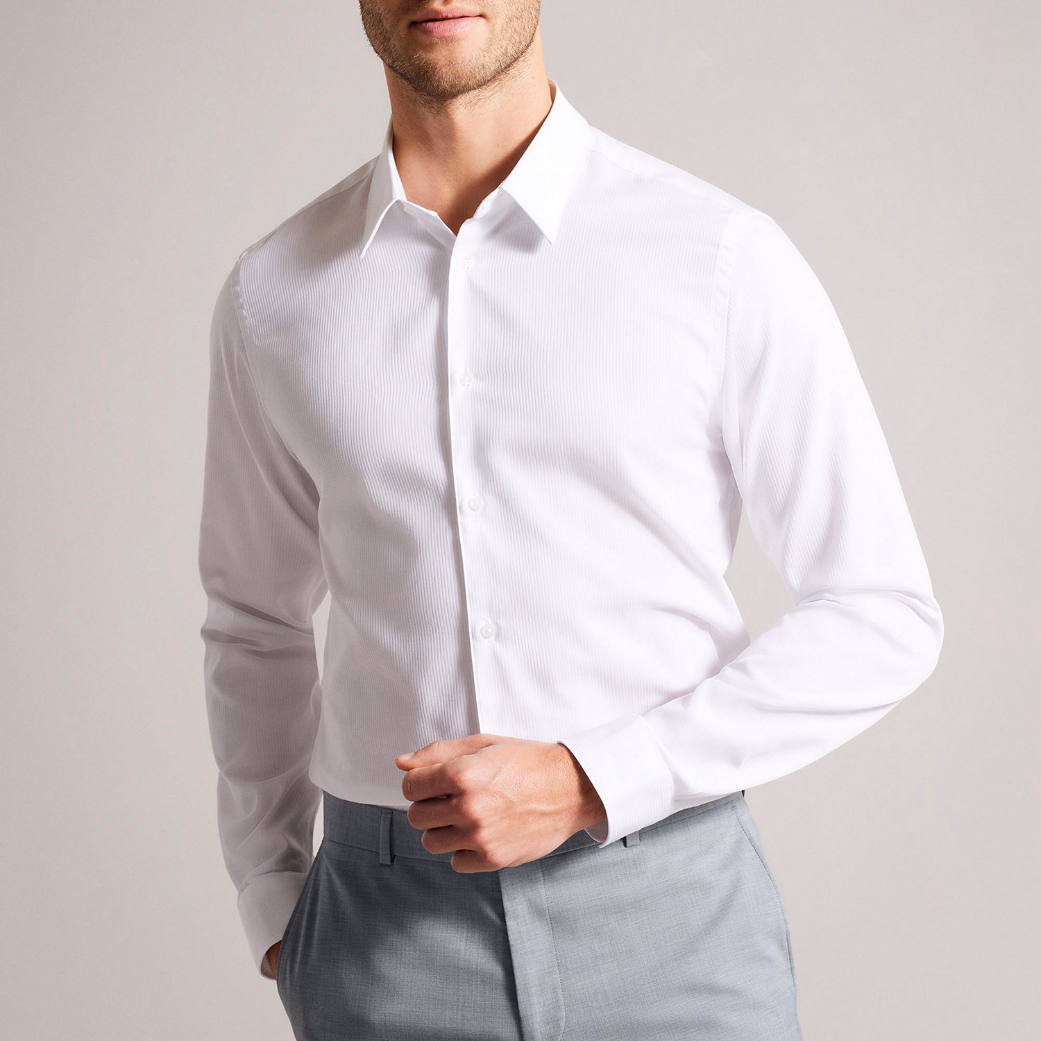 Long-Sleeve Satin Stripe Shirt