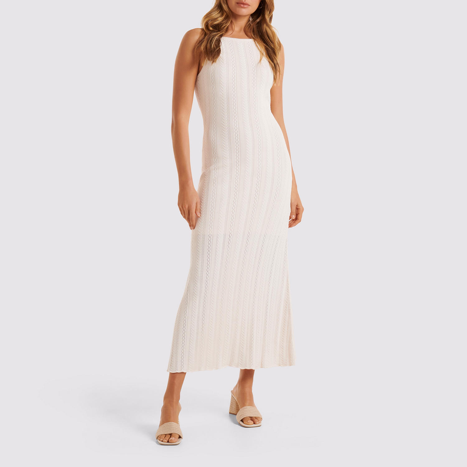 Taylor Pointelle Midi Knit Dress
