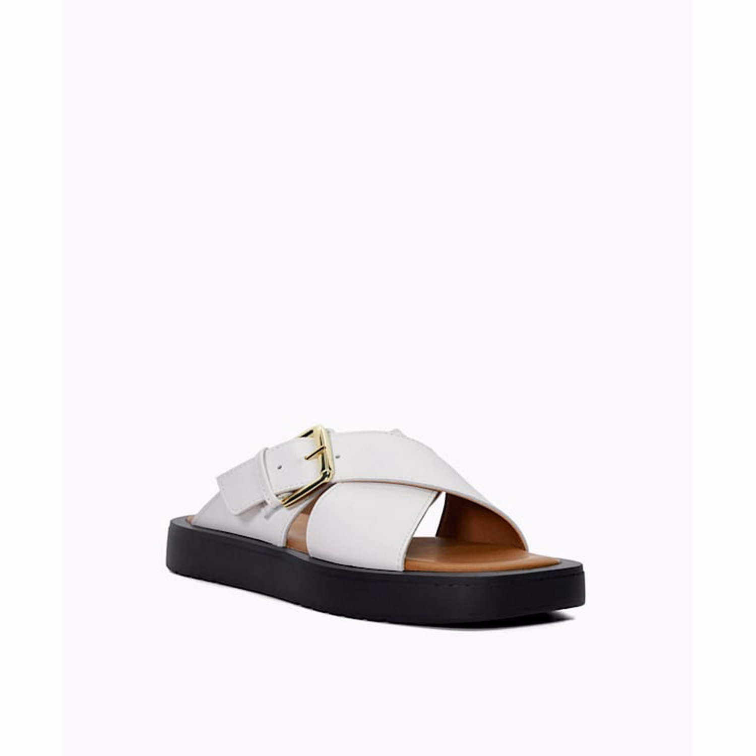 Liquorice Leather Flat Sandals