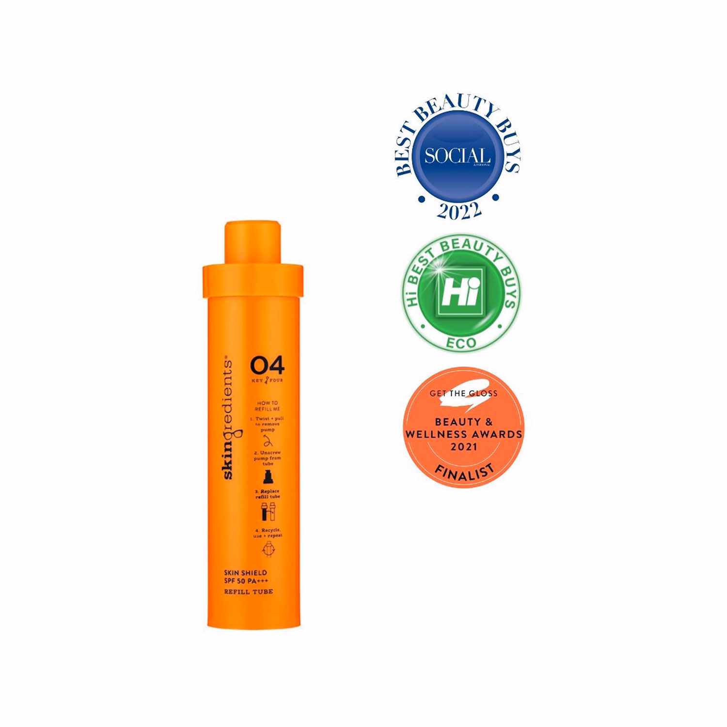 Skingredients Skin Shield Moisturising + Priming SPF 50 PA+++ Sunscreen Refill Tube 73ml