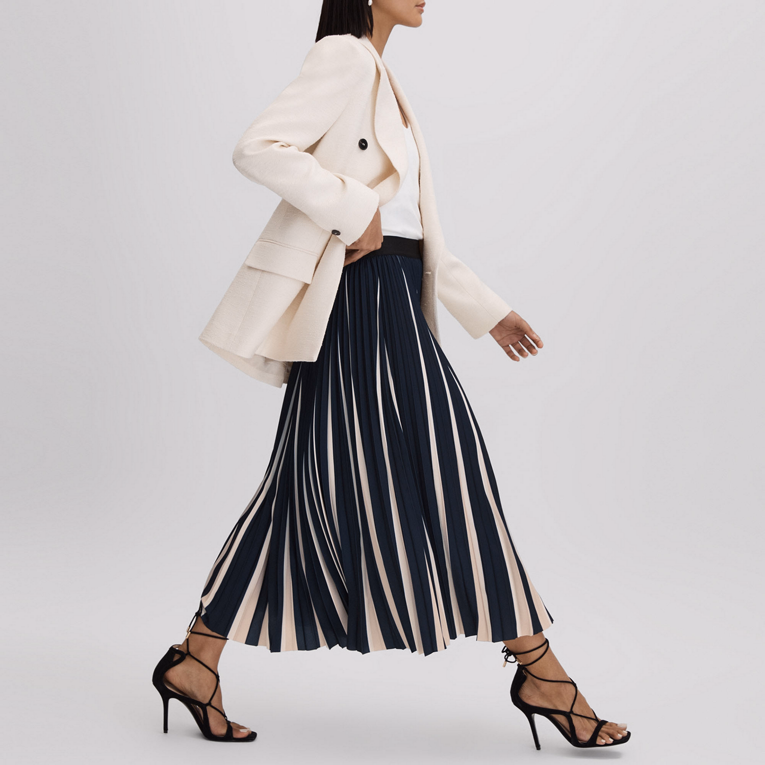 Saige Striped Pleated Skirt